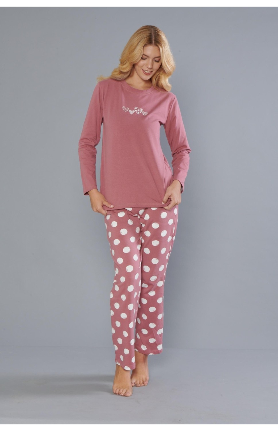 Dowry Kadın %100 Pamuk Uzun Kollu Pijama Takımı 09-271 görsel 2
