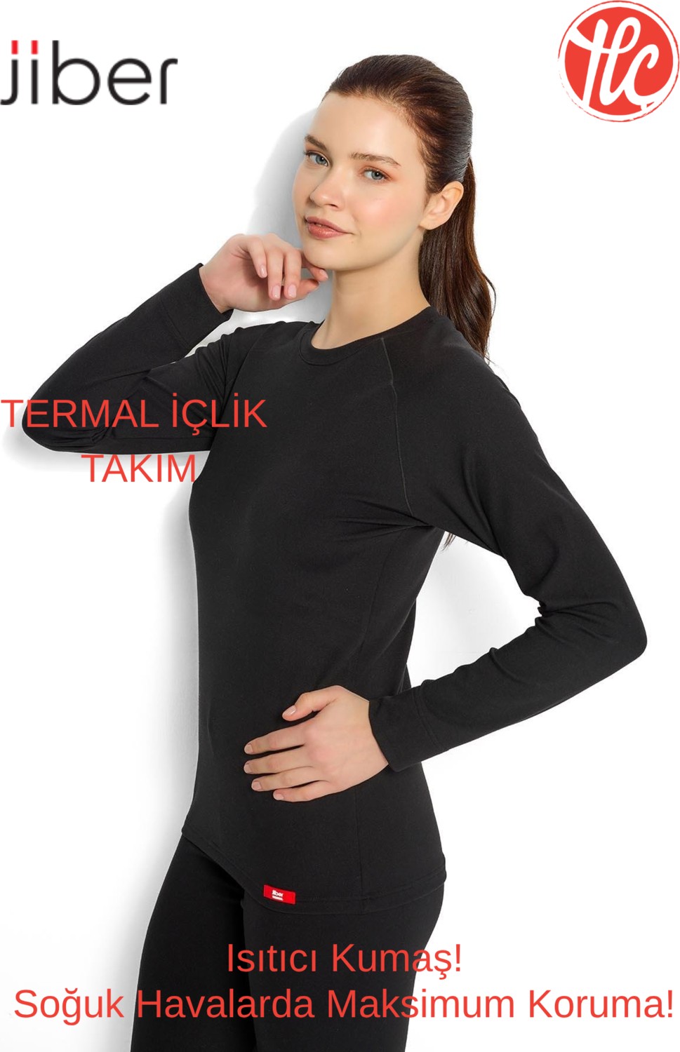 Jiber Kadın Yuvarlak Yaka Nem ve Koku Yapmaz Isıtıcılı Termal Alt Üst Set Içlik Takım (Çorap Hediyeli) görsel 3