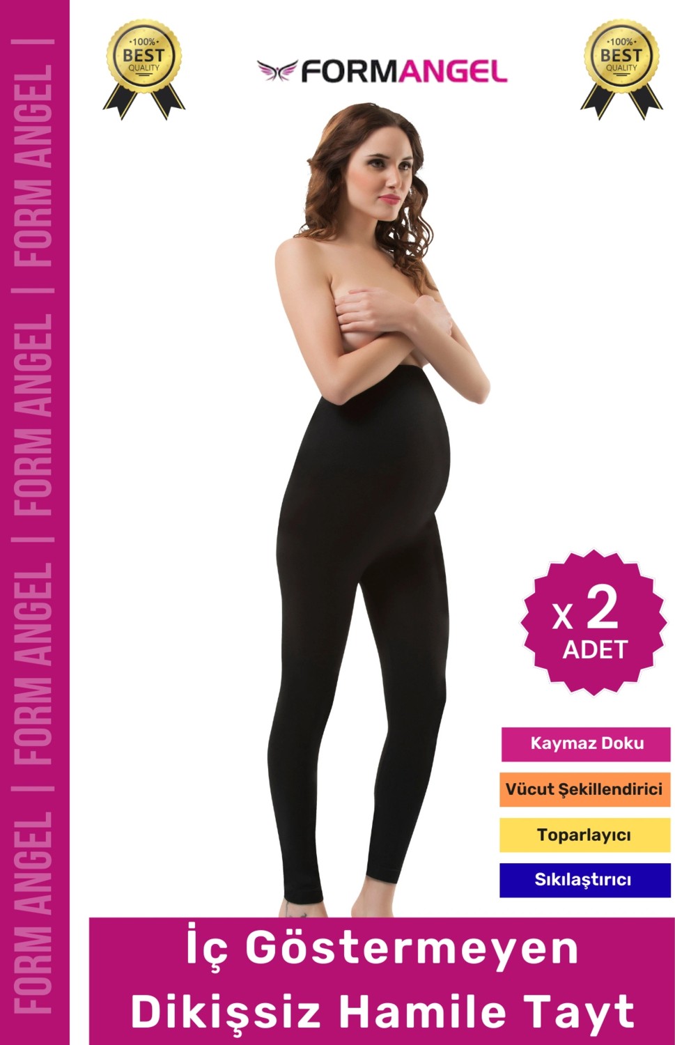 Form Angel #tayt Dikişsiz Seamless Iz Yapmaz Toparlayıcı Sıkılaştırıcı Etkili Esnek Siyah Hamile Tayt - 2 Adet
