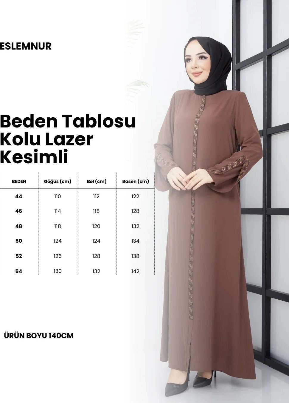 Eslemnur Kolu Lazer Kesimli Taşlı Medine Ipeği Yazlık Ferace görsel 5