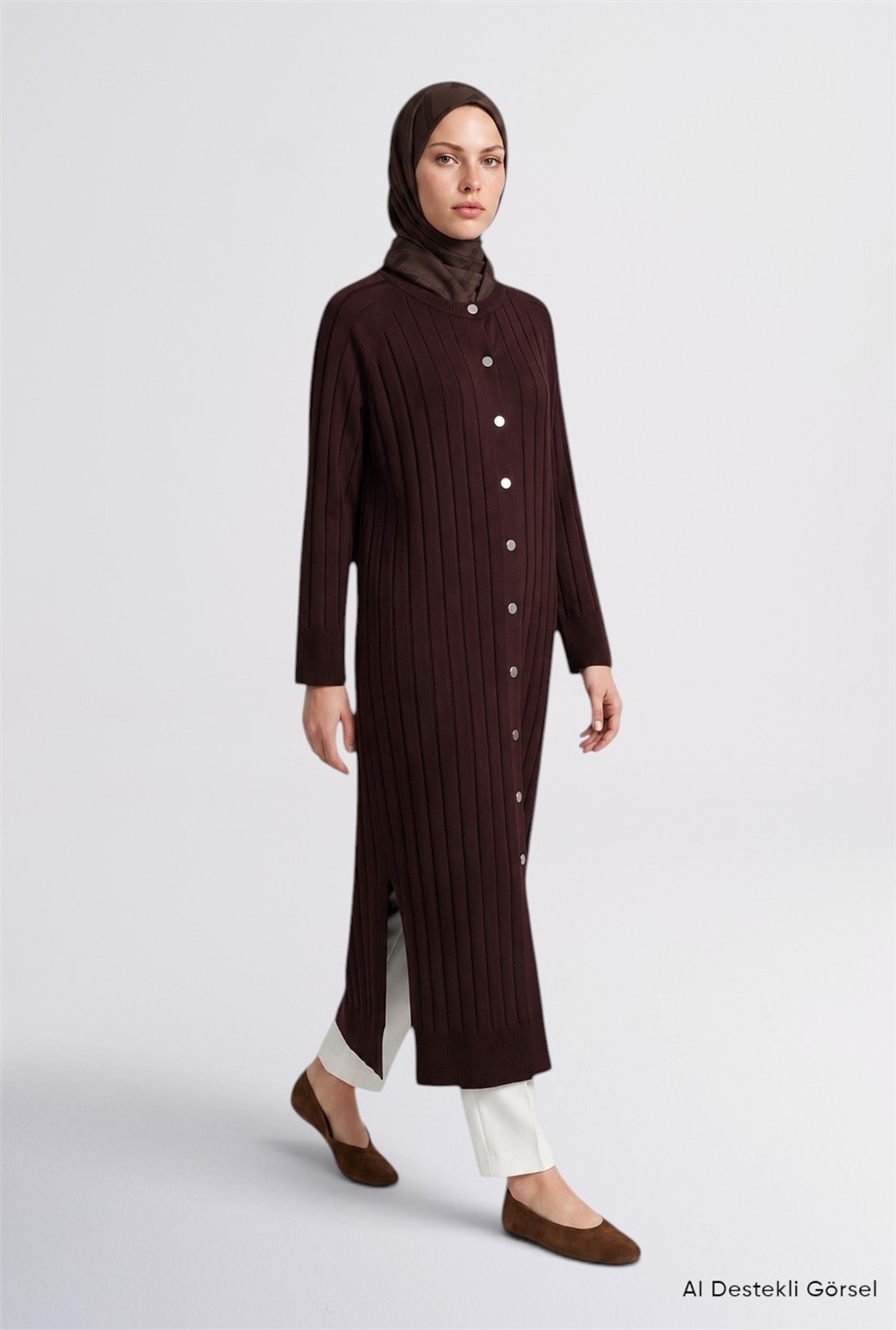 Armine Regular Fit Triko Hırka Acı Kahve görsel 6