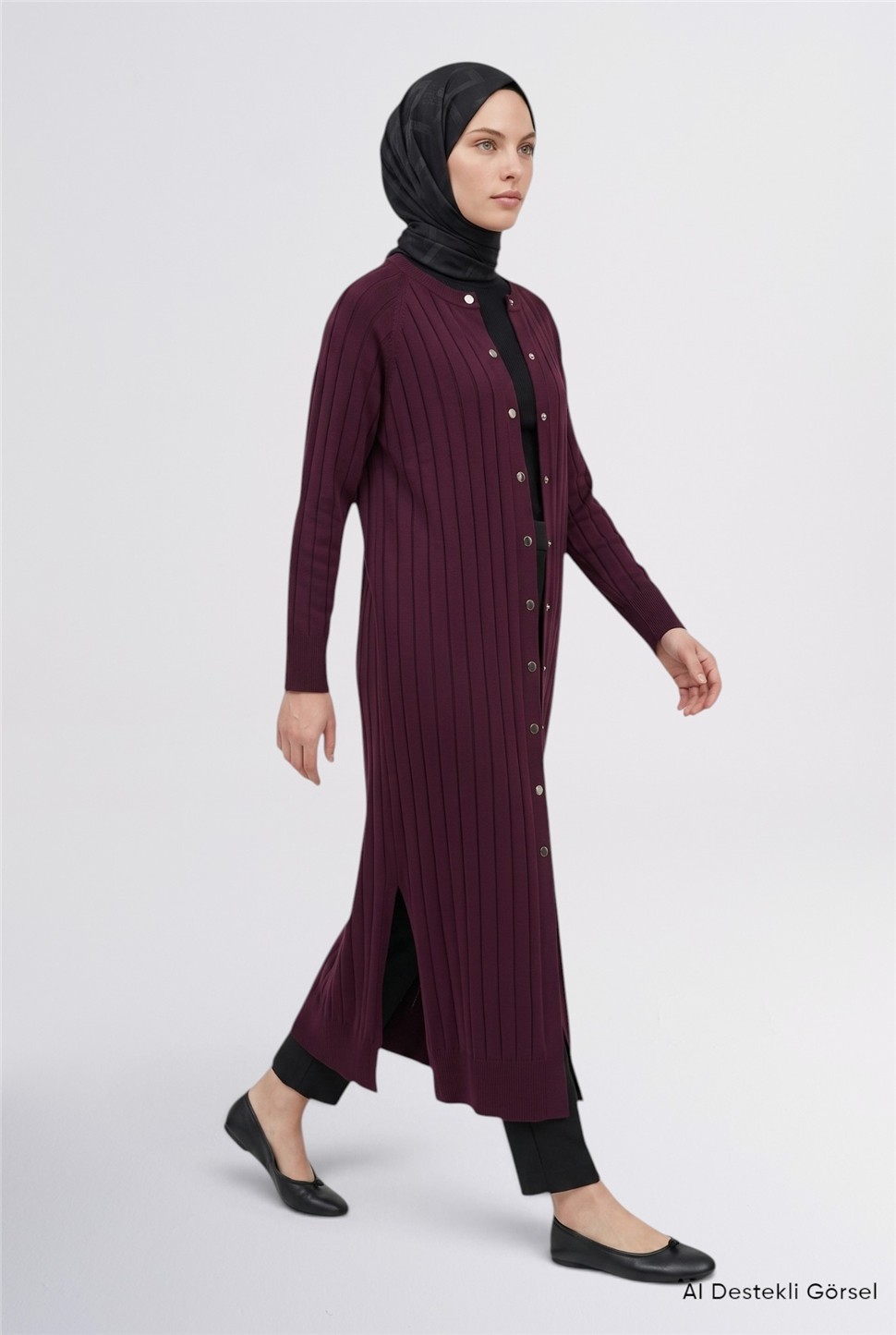 Armine Regular Fit Triko Hırka Mürdüm