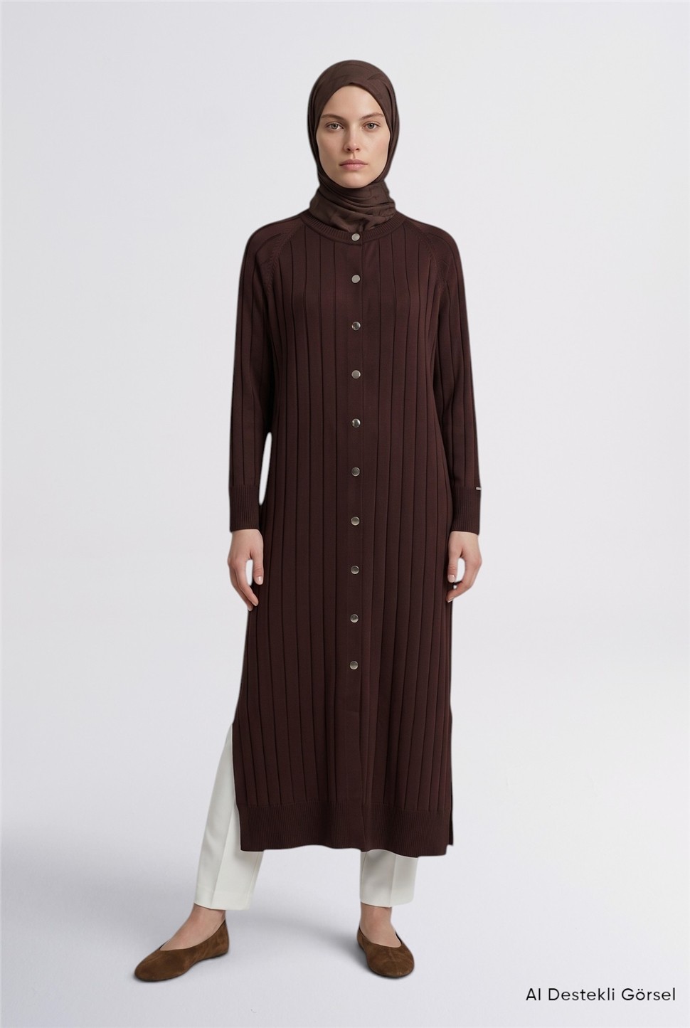 Armine Regular Fit Triko Hırka Acı Kahve