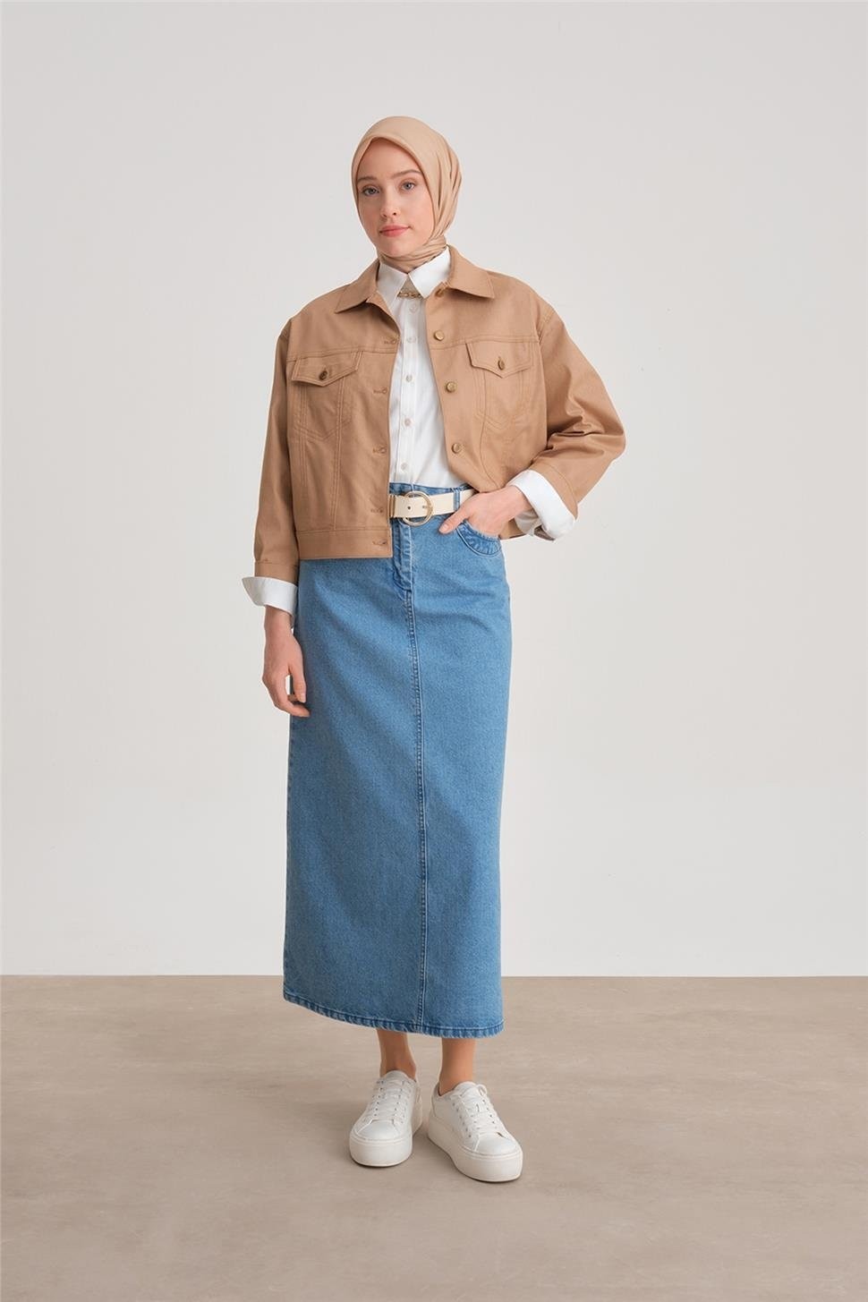 Armine Kısa Denim Ceket 24Y5405 Camel görsel 2
