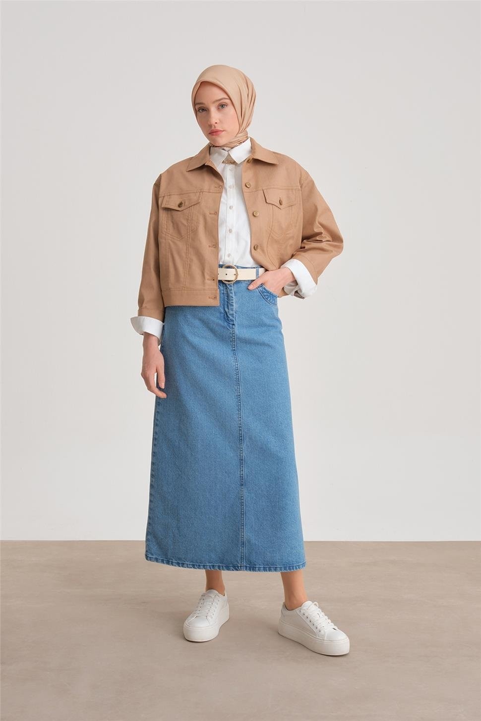Armine Kısa Denim Ceket 24Y5405 Camel görsel 3