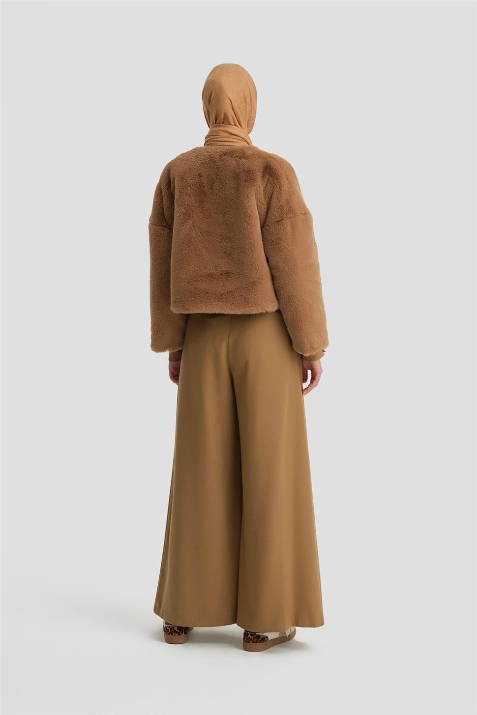 Armine Pileli Pantolon Etek 24K2709 Camel görsel 3