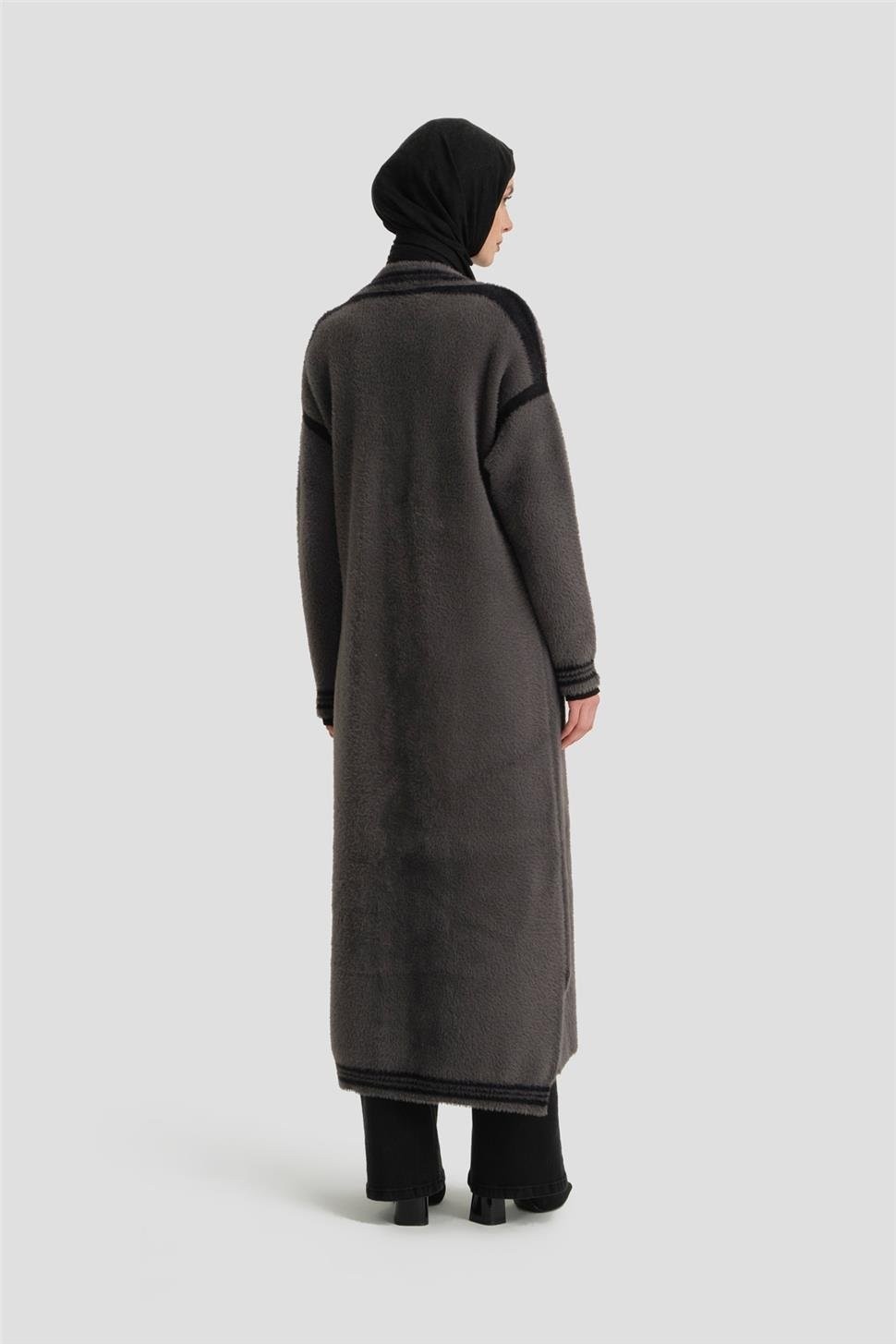 Armine Peluş Hırka 24KD2801 Antrasit görsel 5