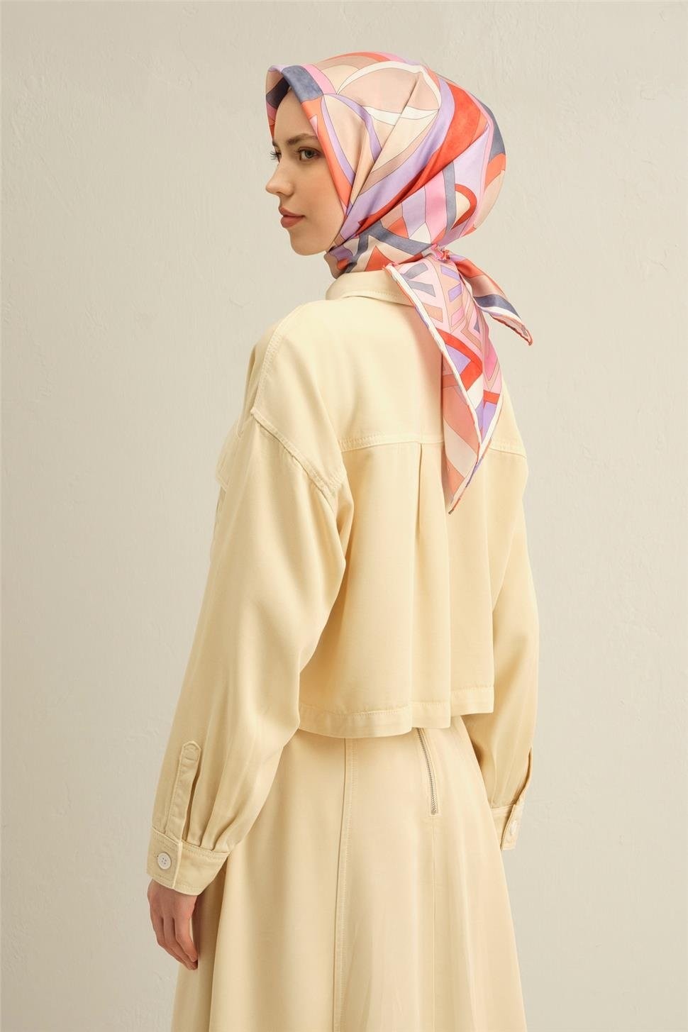 Armine Geometrik Desenli Saf İpek Sura Eşarp 9336D 35 görsel 2