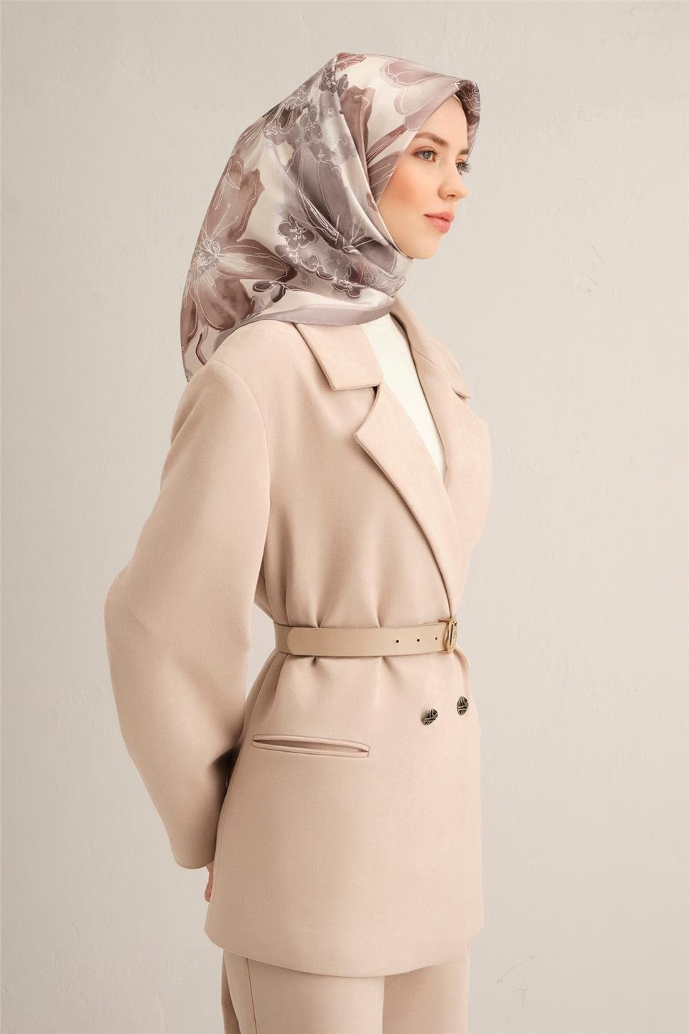 Armine Desenli Saf İpek Twill Eşarp 9318 83