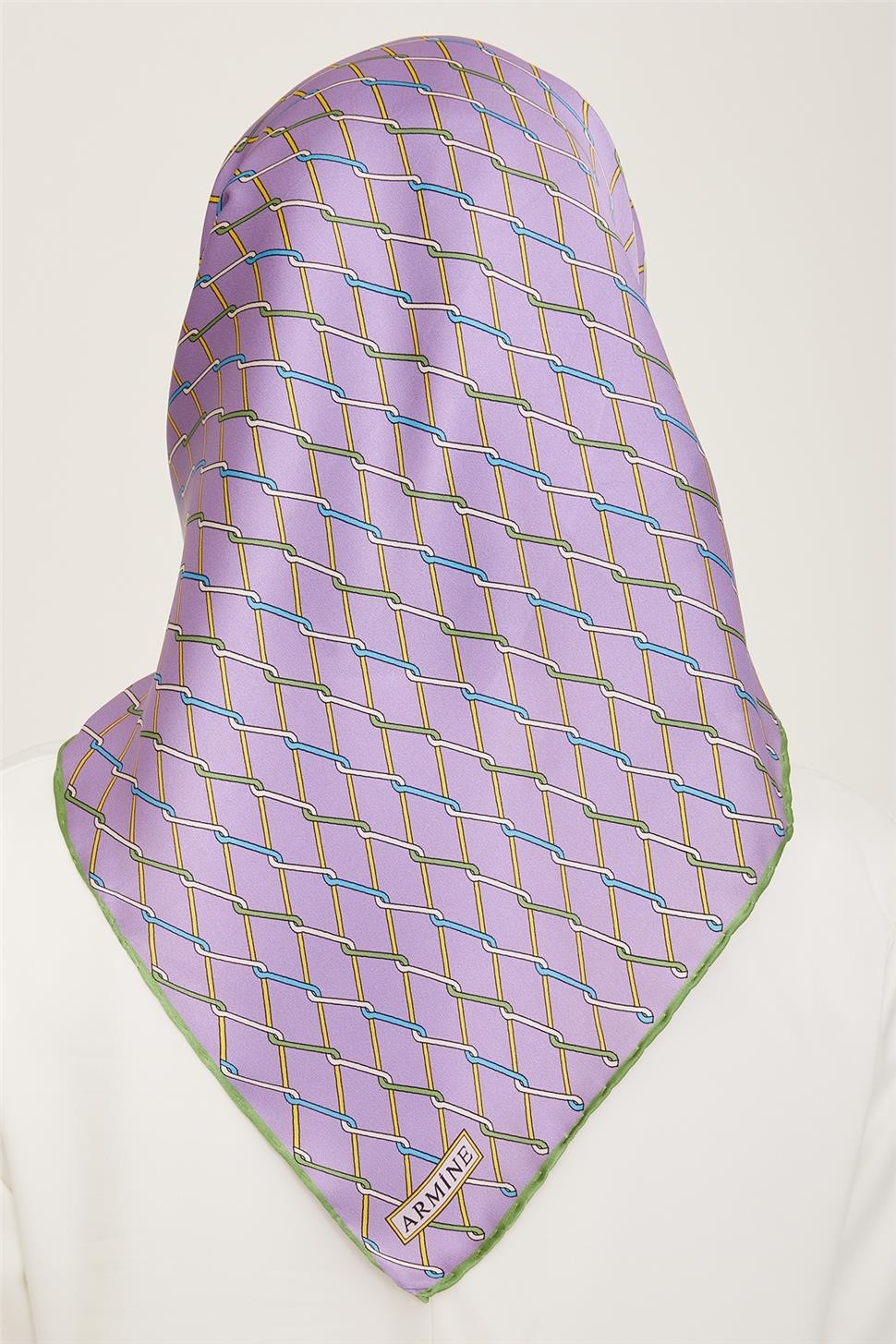 Armine Klasik Desenli Twill İpek Eşarp 24Ya9152 85 04 görsel 4