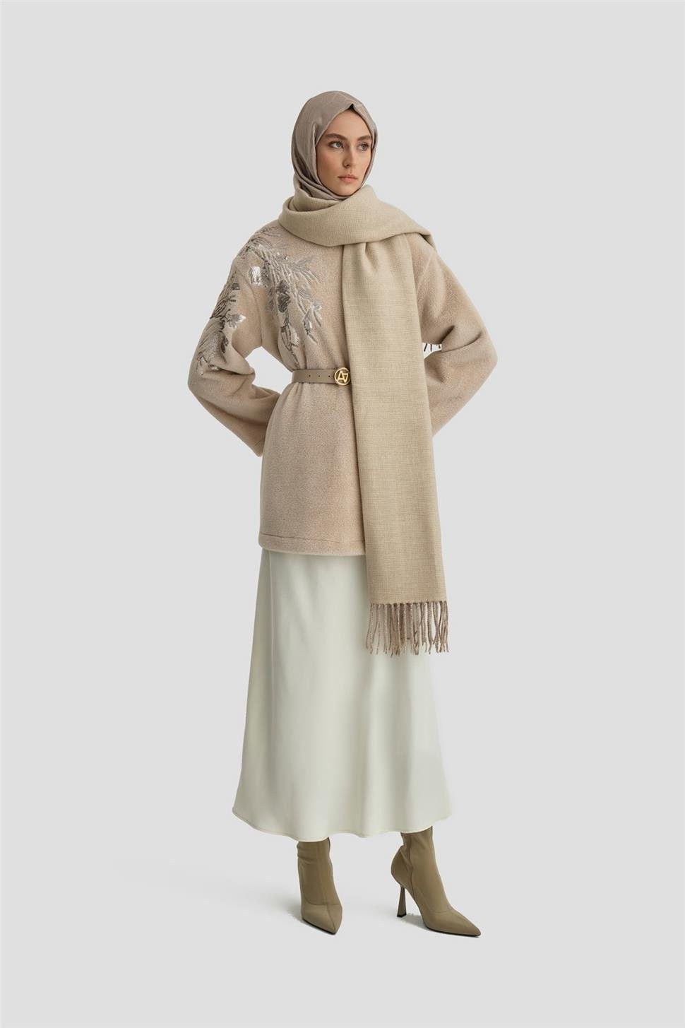 Armine Kloş Saten Etek 24K1714 Aytaşı görsel 2