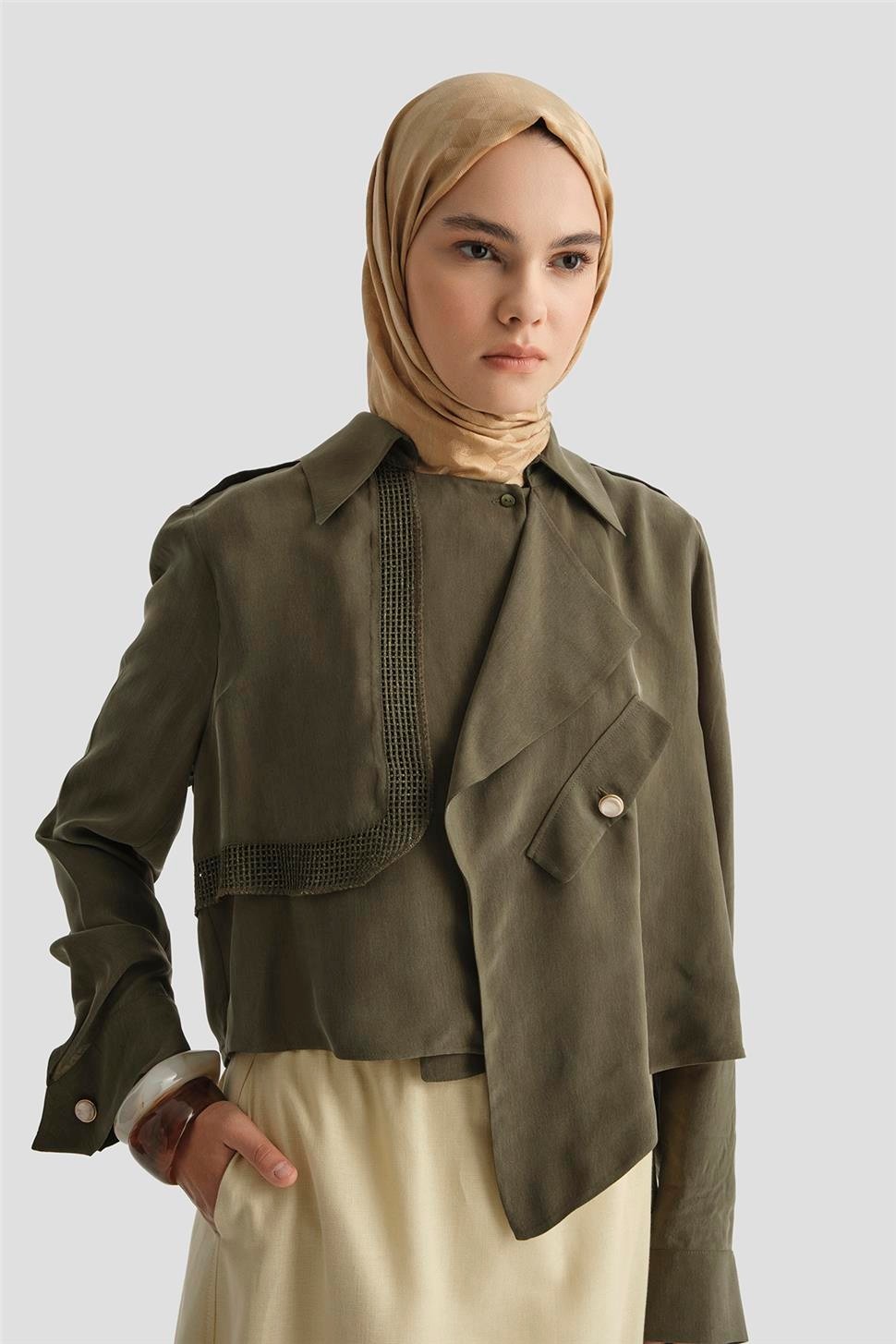 Armine Asimetrik Ceket 25Y5914 Haki görsel 4