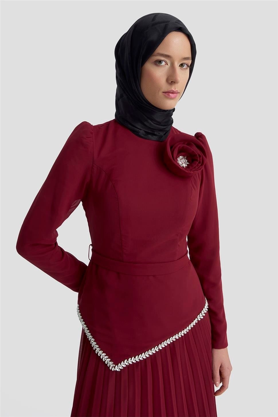 Armine Abiye 25YD9187 Bordo görsel 2