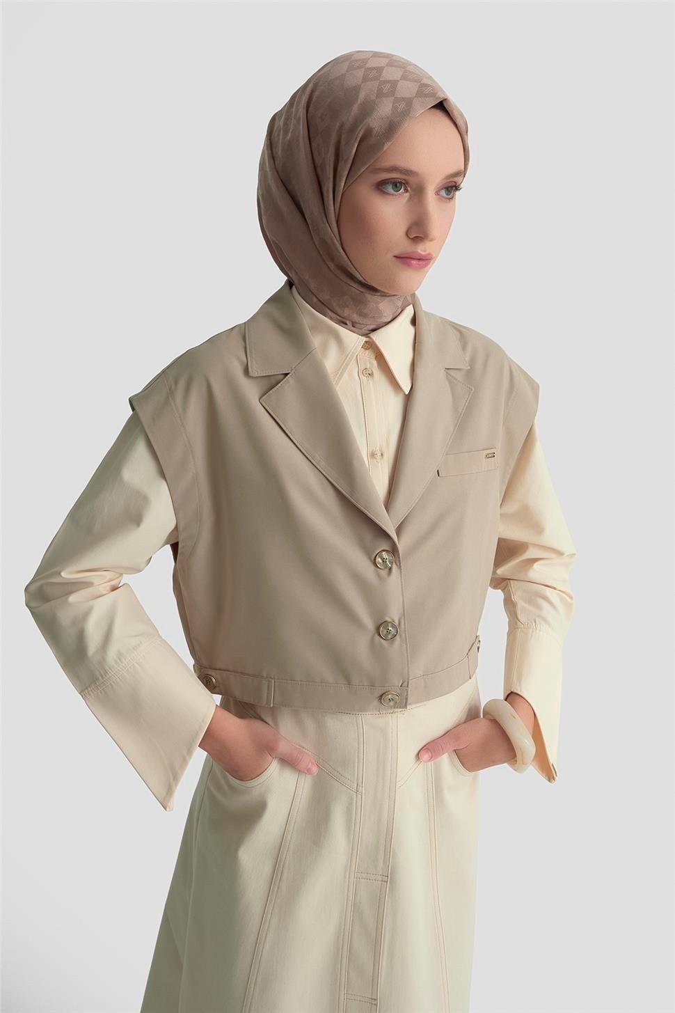Armine Beli Ayarlanabilir Yelek 25K4804 Vizon görsel 2