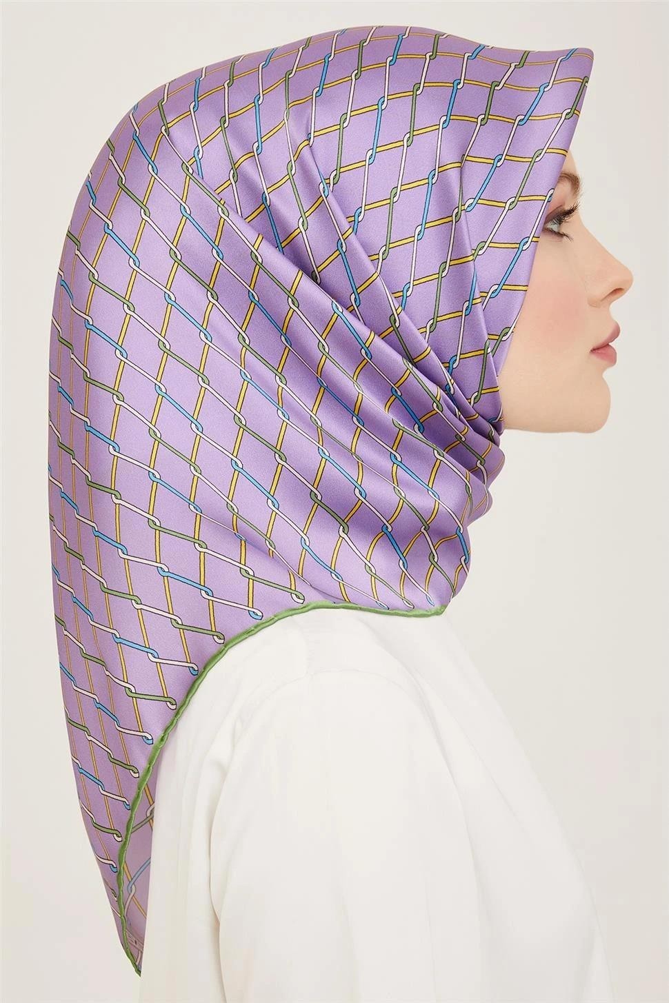 Armine Klasik Desenli Twill İpek Eşarp 24Ya9152 85 04 görsel 6