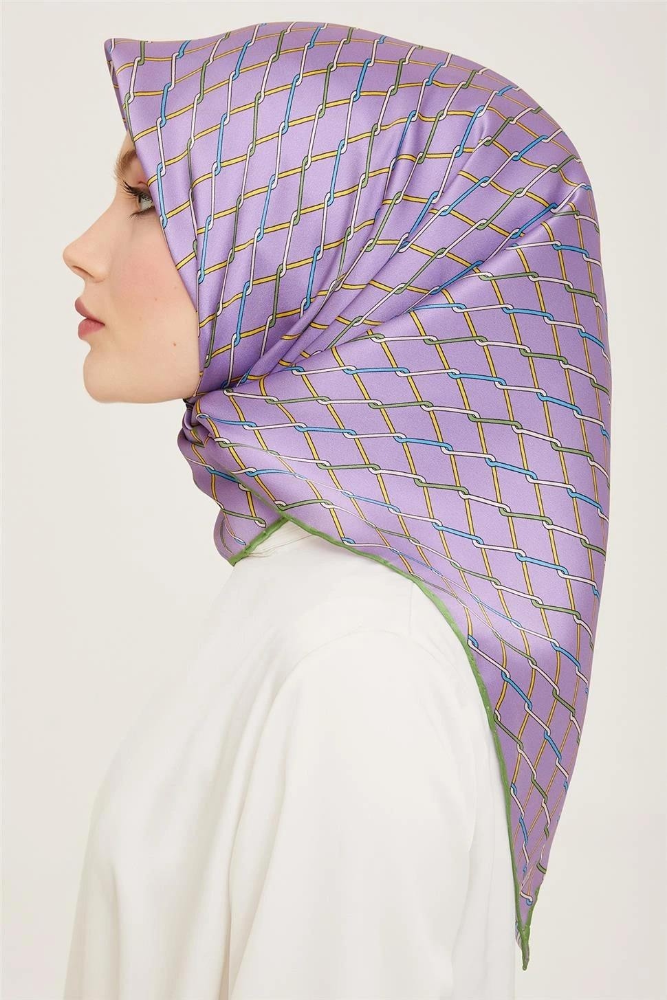 Armine Klasik Desenli Twill İpek Eşarp 24Ya9152 85 04 görsel 7