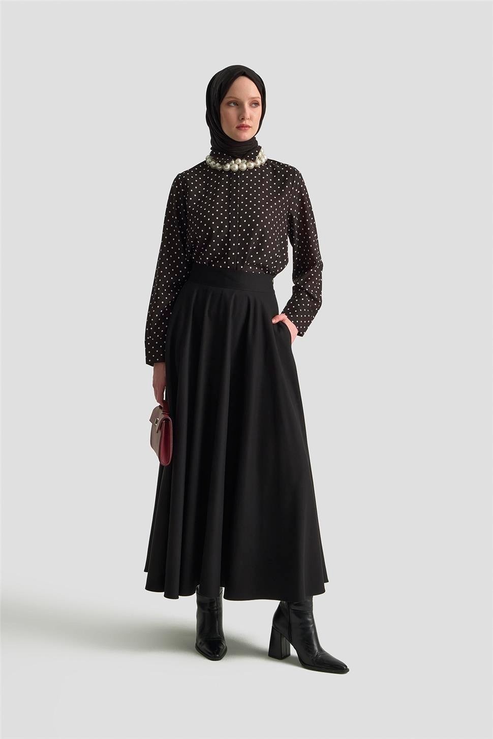 Armine Puantiyeli Gömlek 25KD1008 Siyah görsel 2