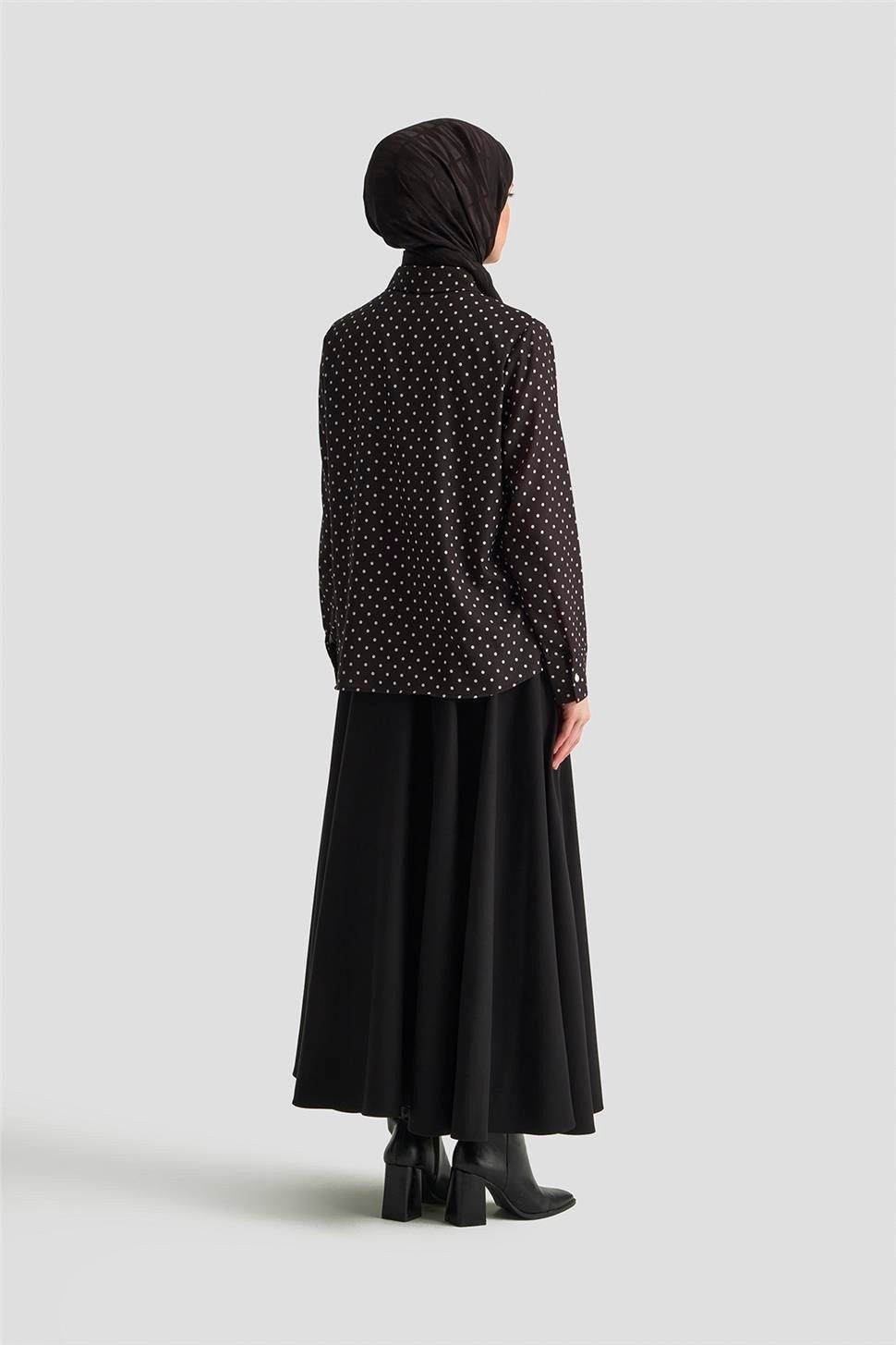 Armine Puantiyeli Gömlek 25KD1008 Siyah görsel 5