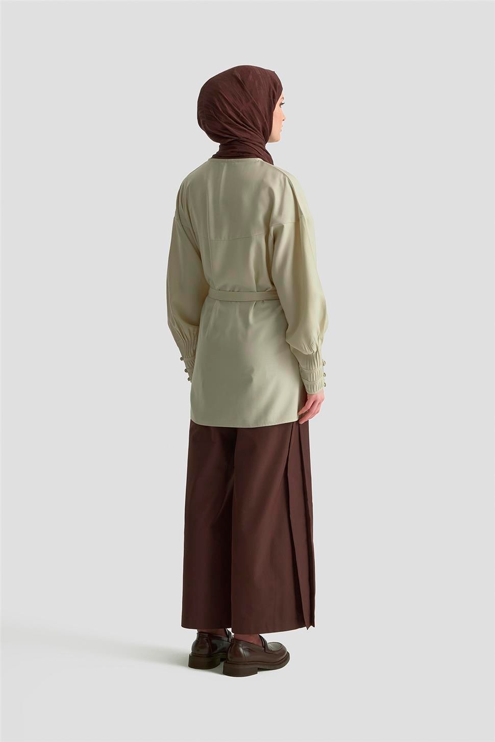 Armine Nervürlü Oversize Tunik 25KD9013 Bej görsel 5