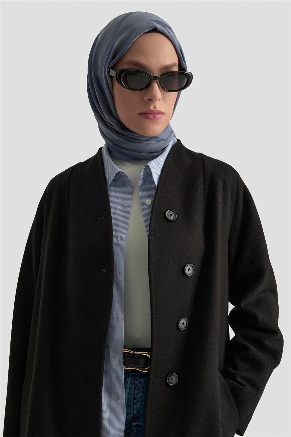 Armine Kaşe Manto 25K8603 Siyah görsel 3