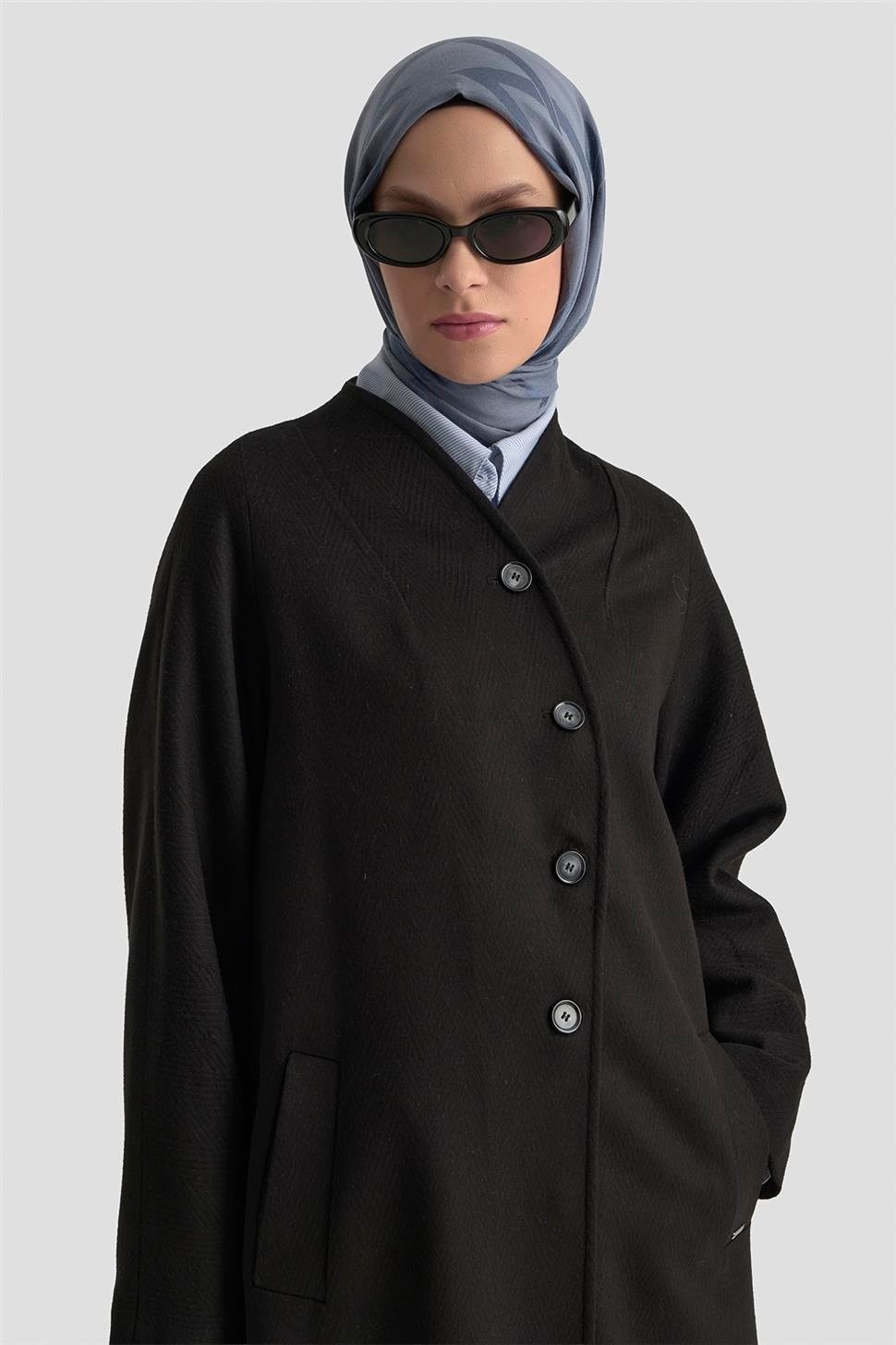 Armine Kaşe Manto 25K8603 Siyah görsel 4