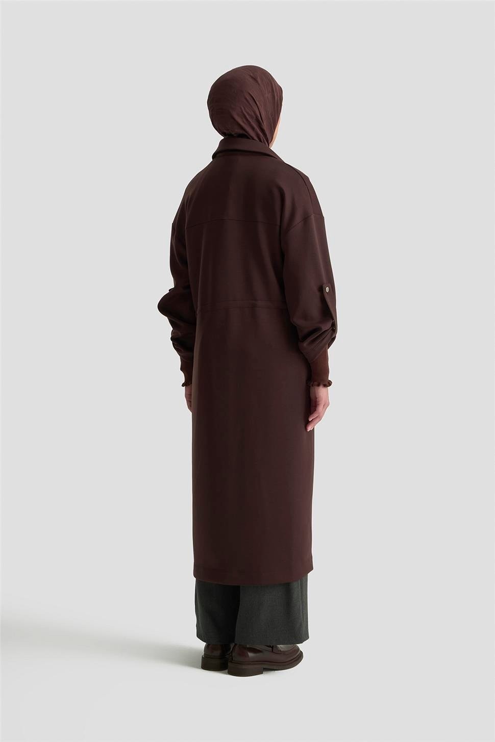 Armine Beli Büzgülü Örme Giyçık 25KD1504 Kahverengi görsel 5