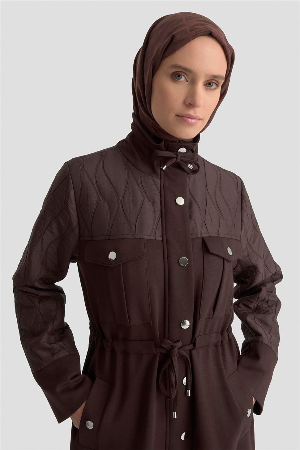 Armine Kapitone Mixli Örme Giyçık 25KD1602 Acı Kahve görsel 4