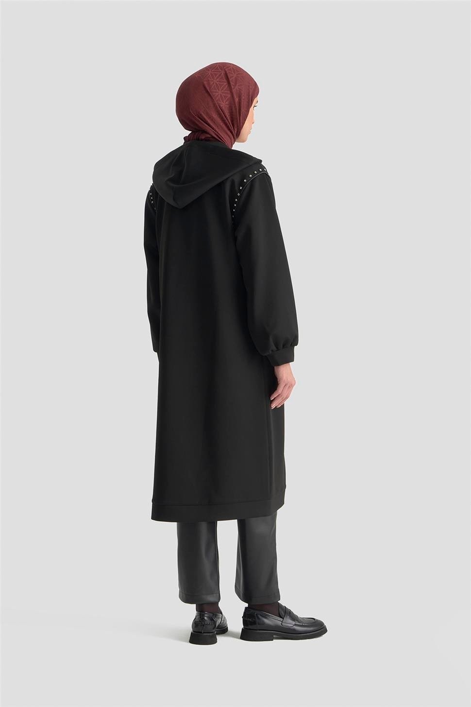 Armine Taş Detaylı Örme Kap 25KD4028 Siyah görsel 5