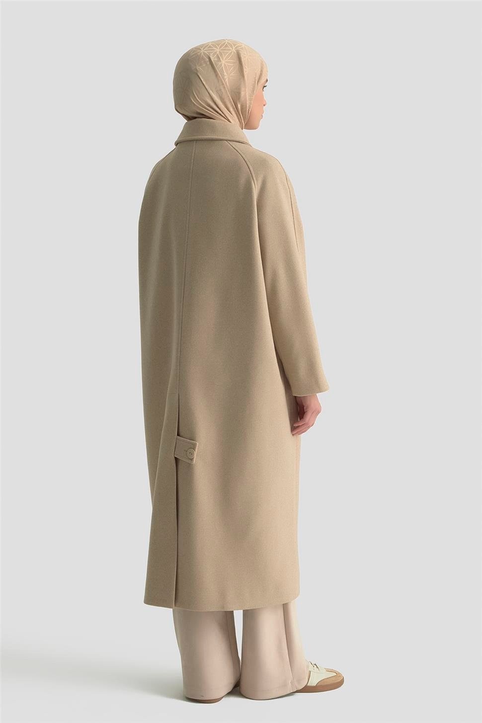 Armine Oversize Kaşe Manto 25KT1708 Bej görsel 5