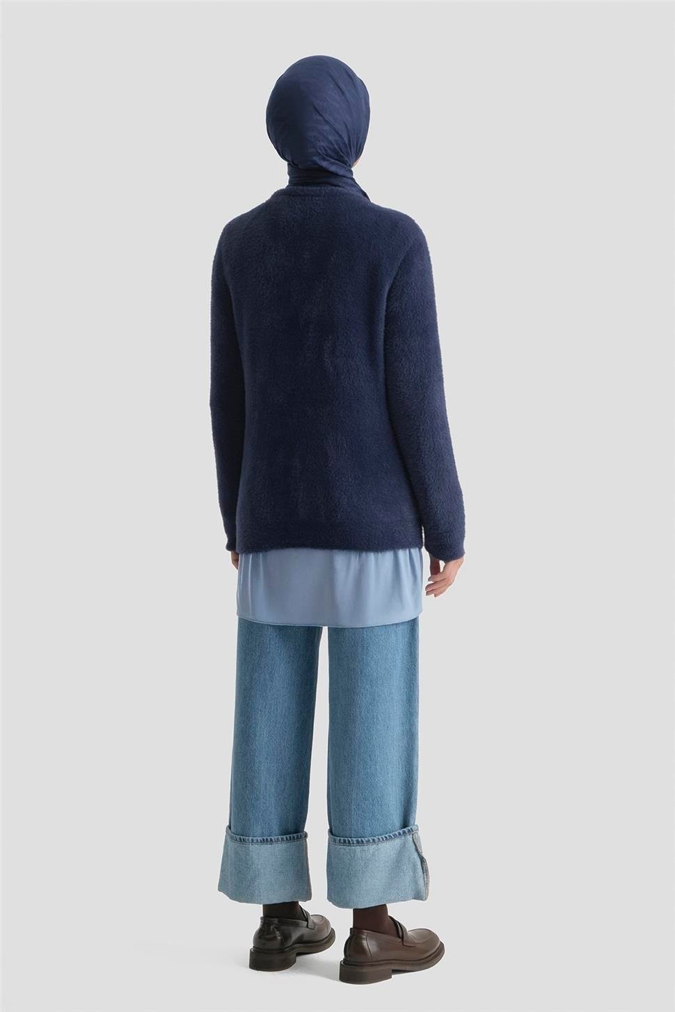 Armine Dokulu Basic Kazak 25KD6025 Lacivert görsel 5