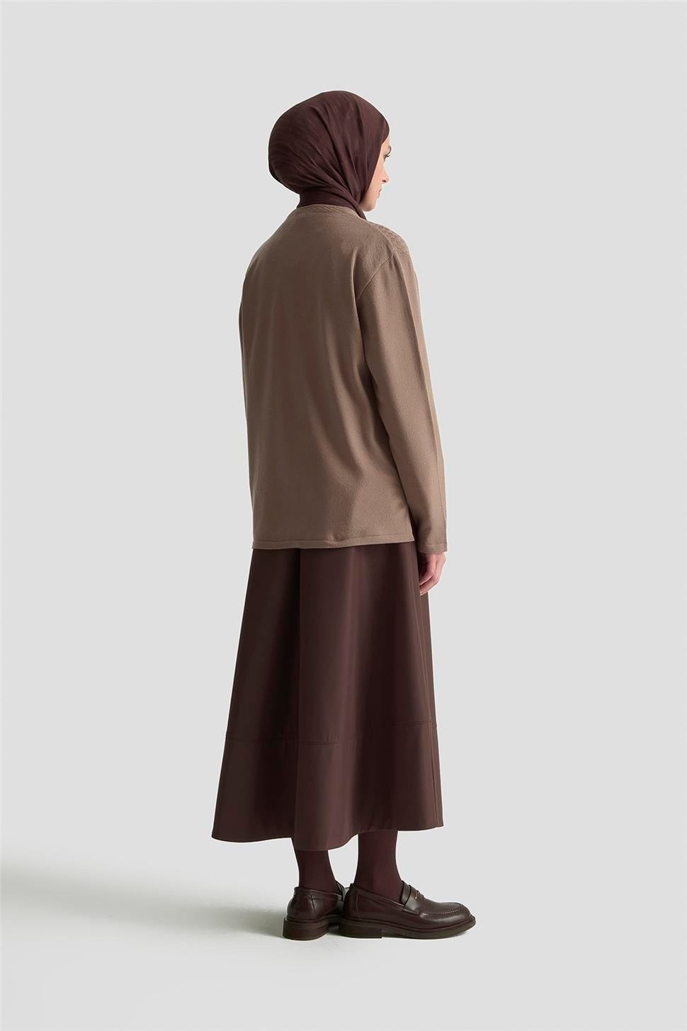 Armine Desenli Kazak 25KD7008 Vizon görsel 5