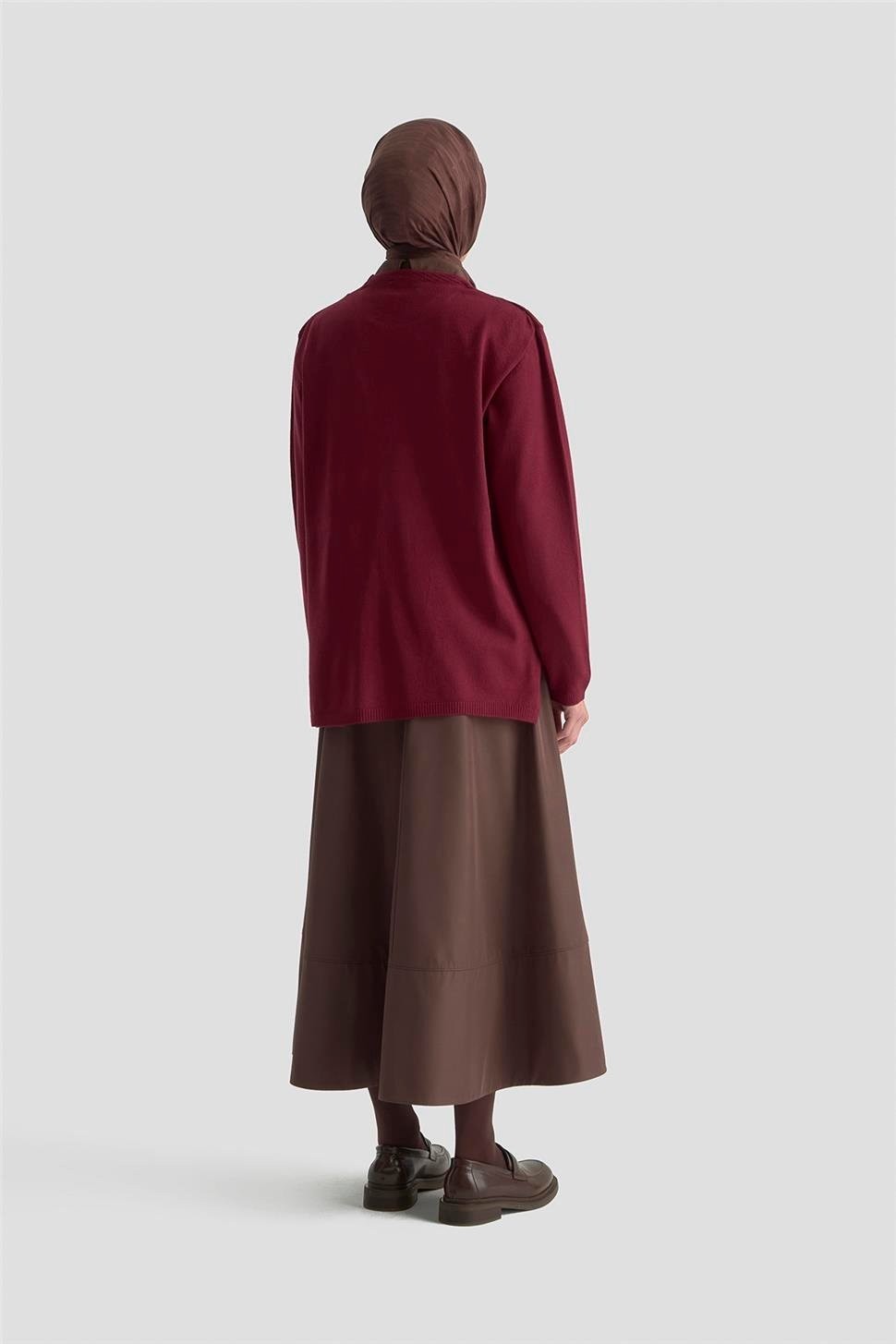Armine Başak Desenli Kazak 25KD7006 Bordo görsel 5