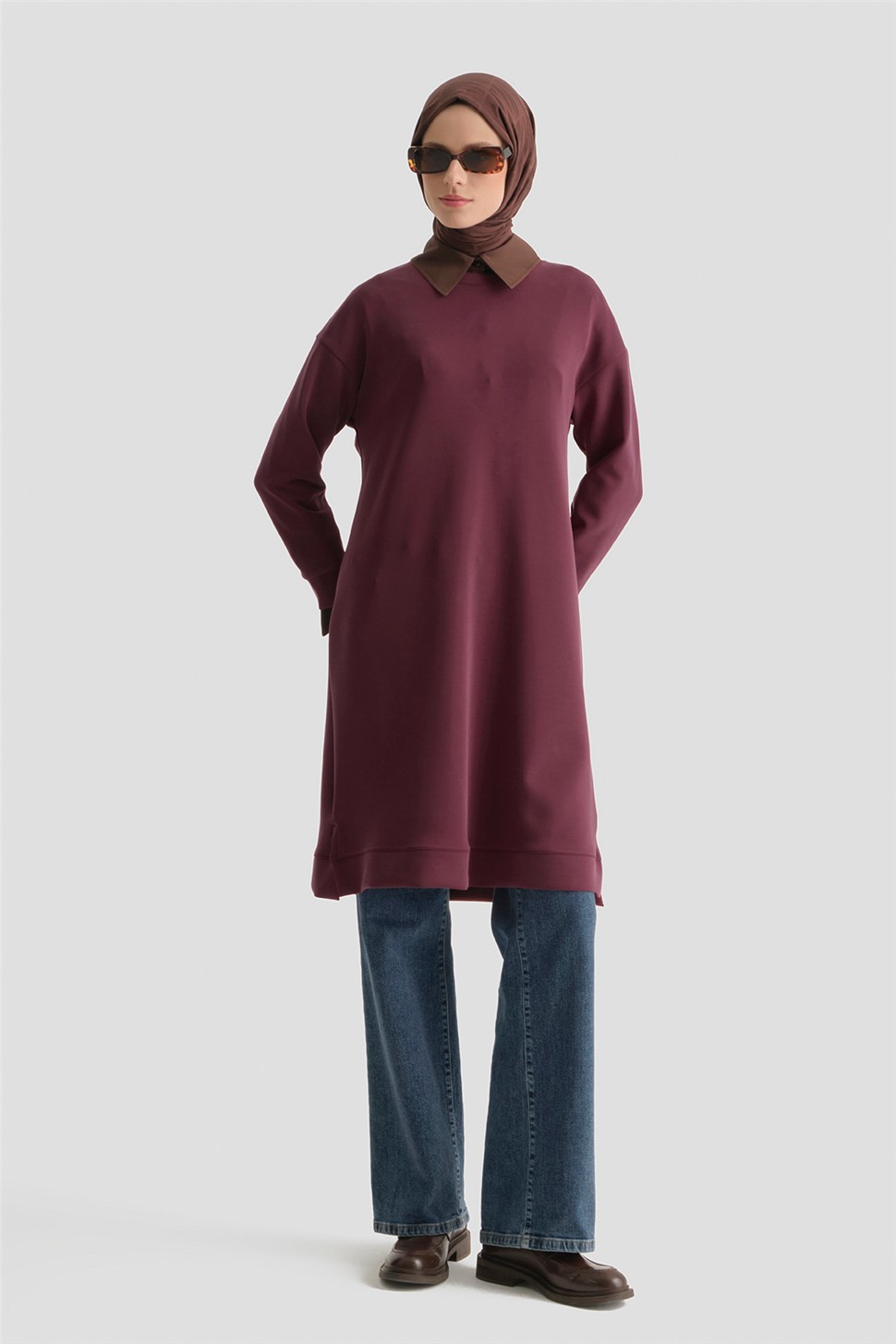 Armine Basic Tunik Bordo görsel 2