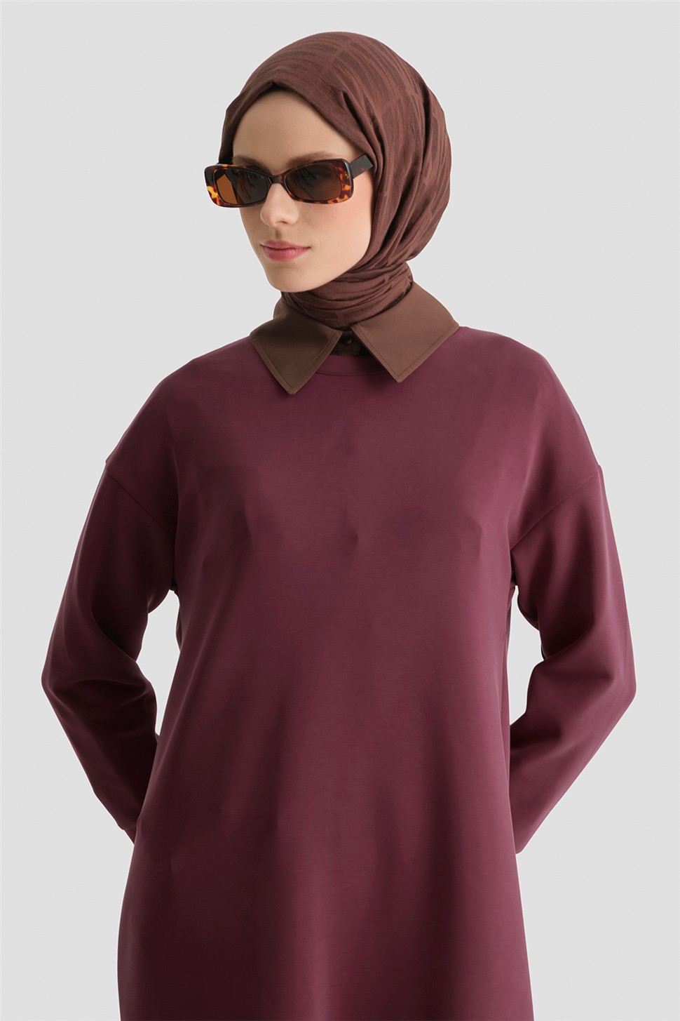 Armine Basic Tunik Bordo görsel 3