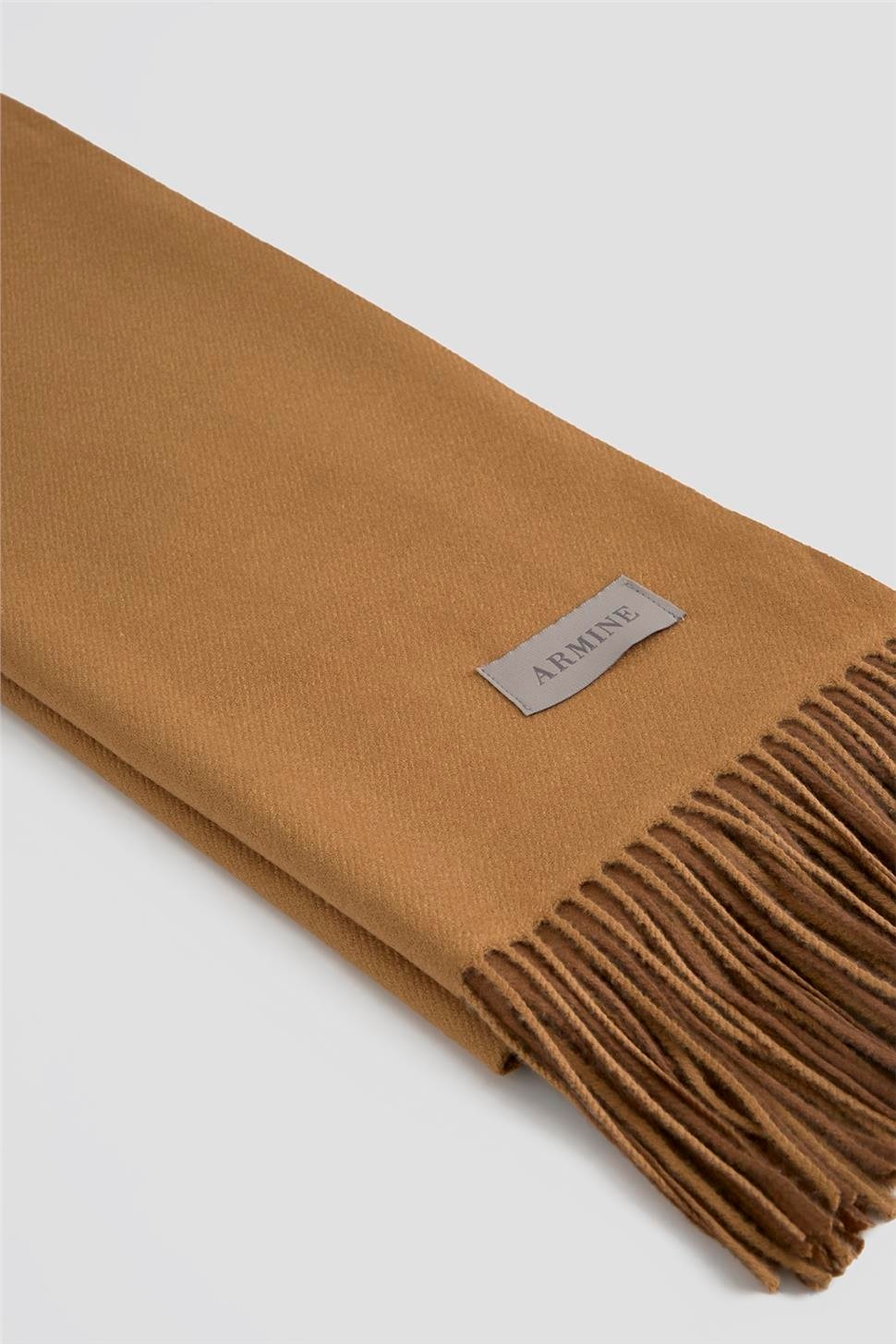 Armine Püsküllü Akrilik Atkı Camel