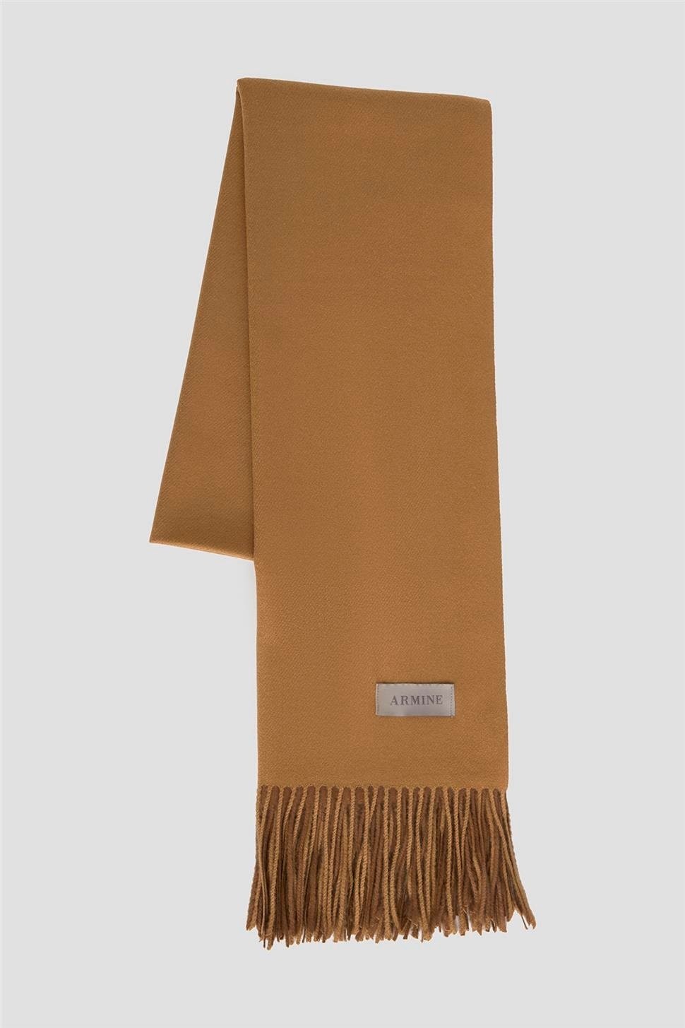 Armine Püsküllü Akrilik Atkı Camel görsel 3