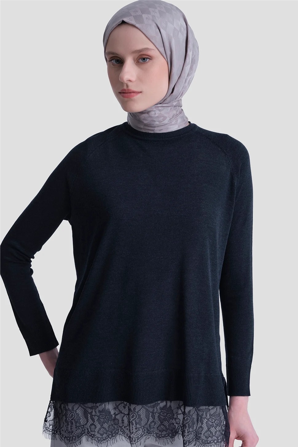 Armine Dantelli Rayon Tunik Lacivert
