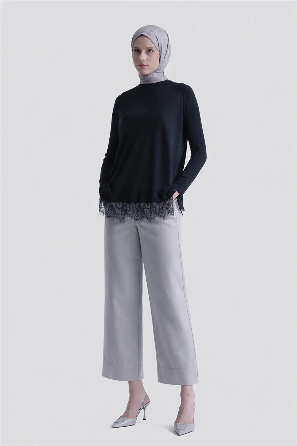 Armine Dantelli Rayon Tunik Lacivert görsel 2