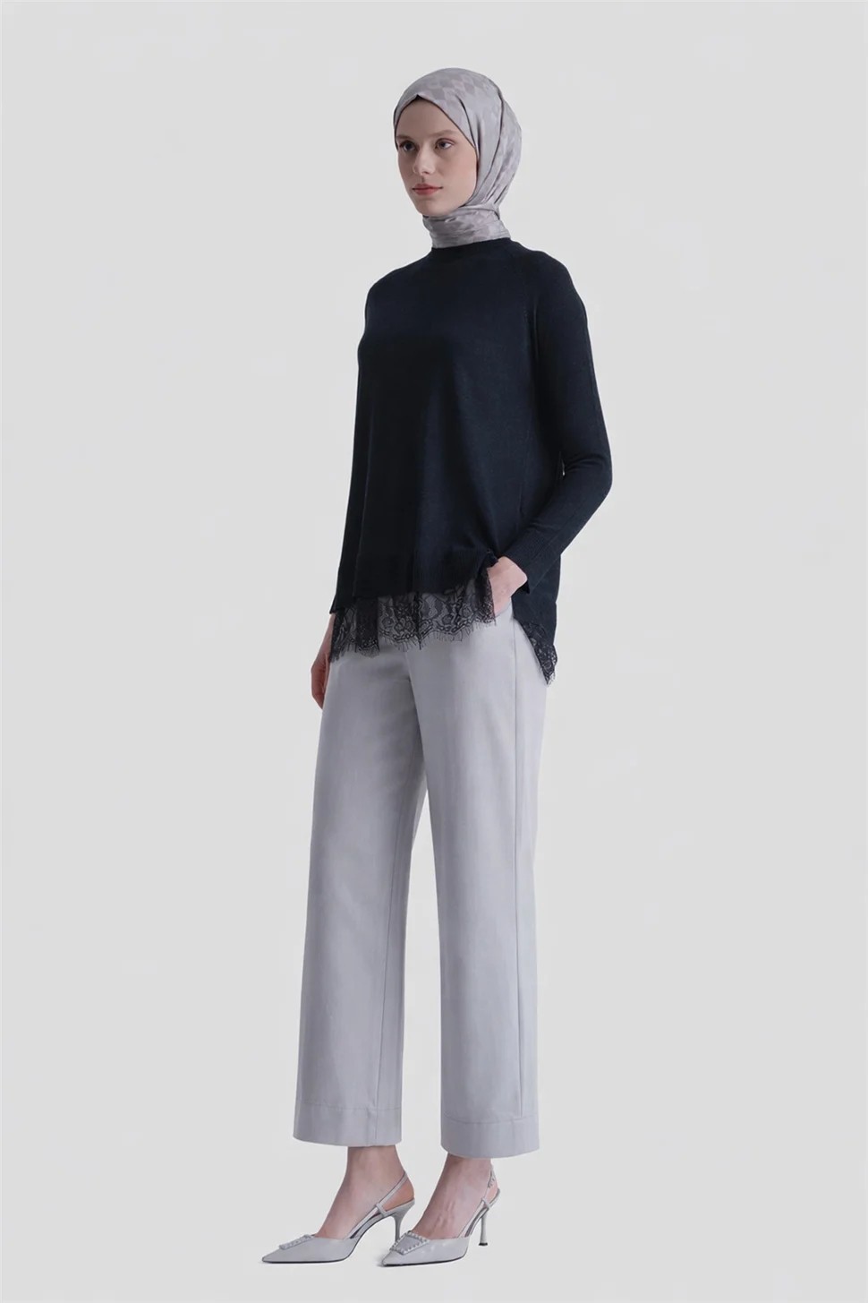 Armine Dantelli Rayon Tunik Lacivert görsel 4