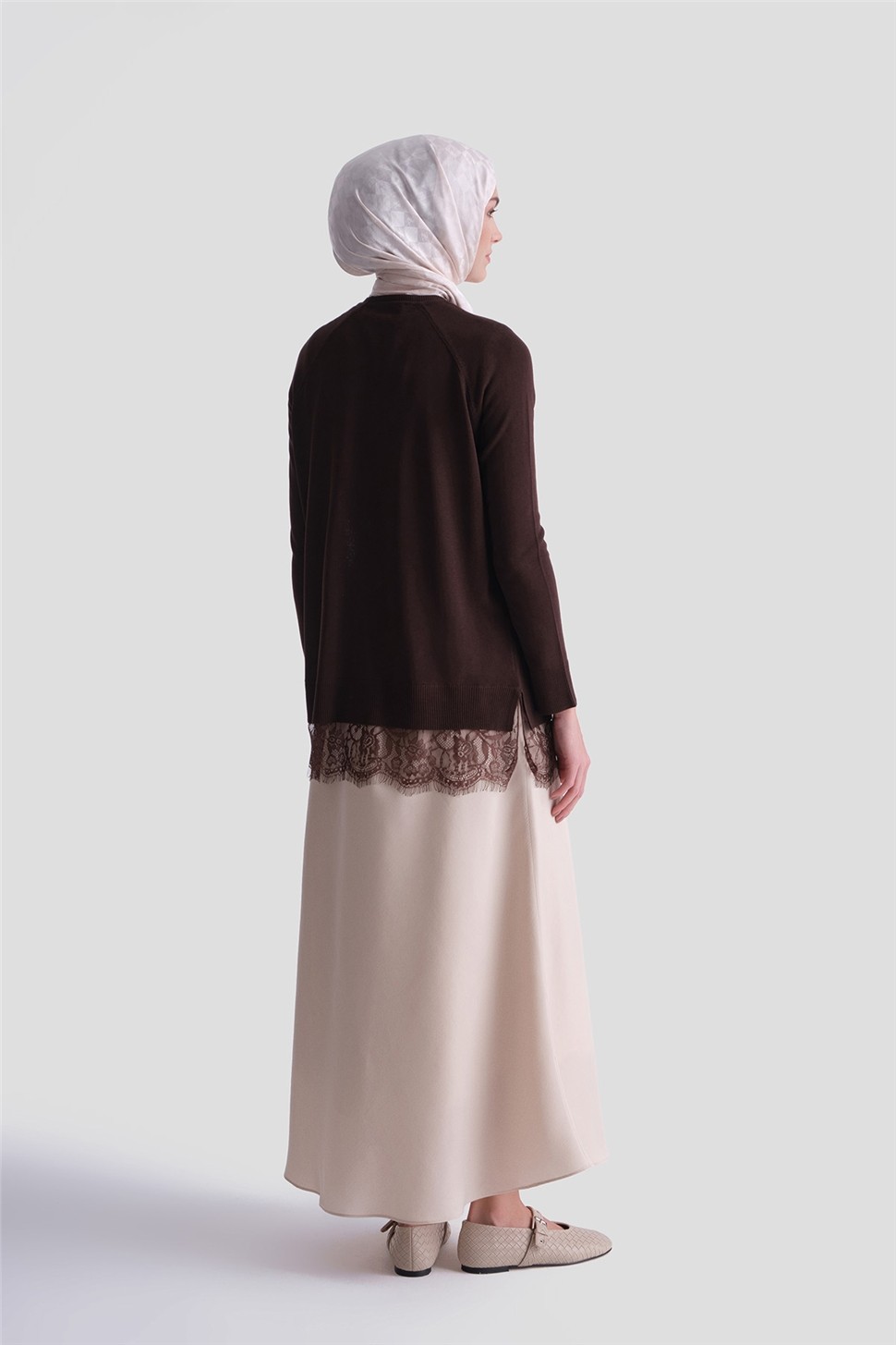 Armine Dantelli Rayon Tunik Acı Kahve görsel 5