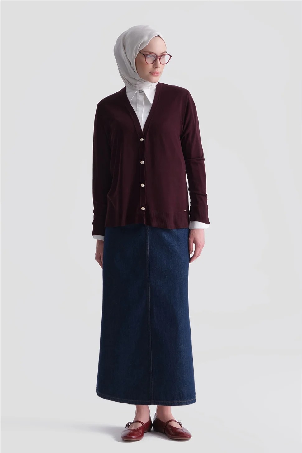 Armine Basic Triko Hırka Bordo