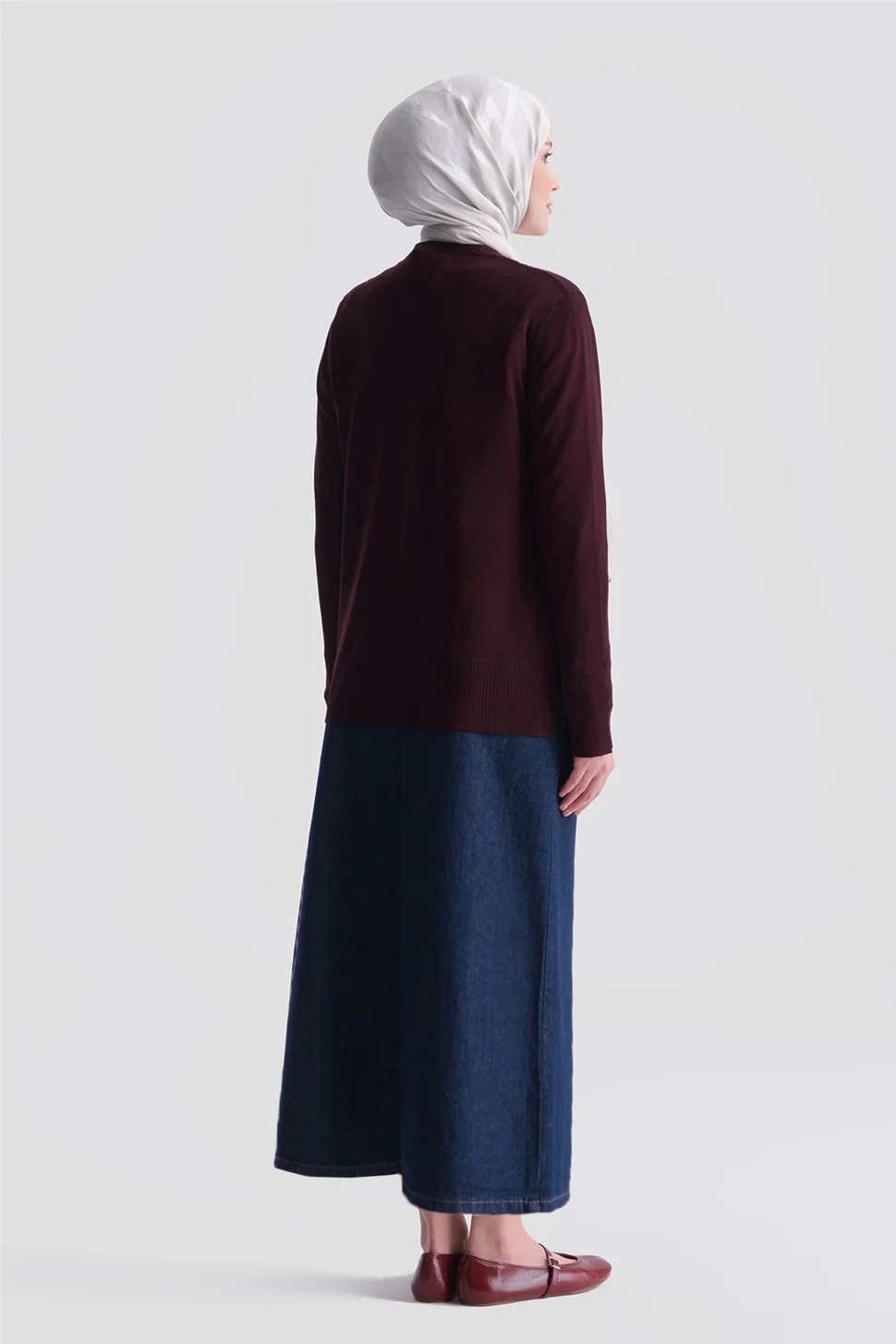 Armine Basic Triko Hırka Bordo görsel 5