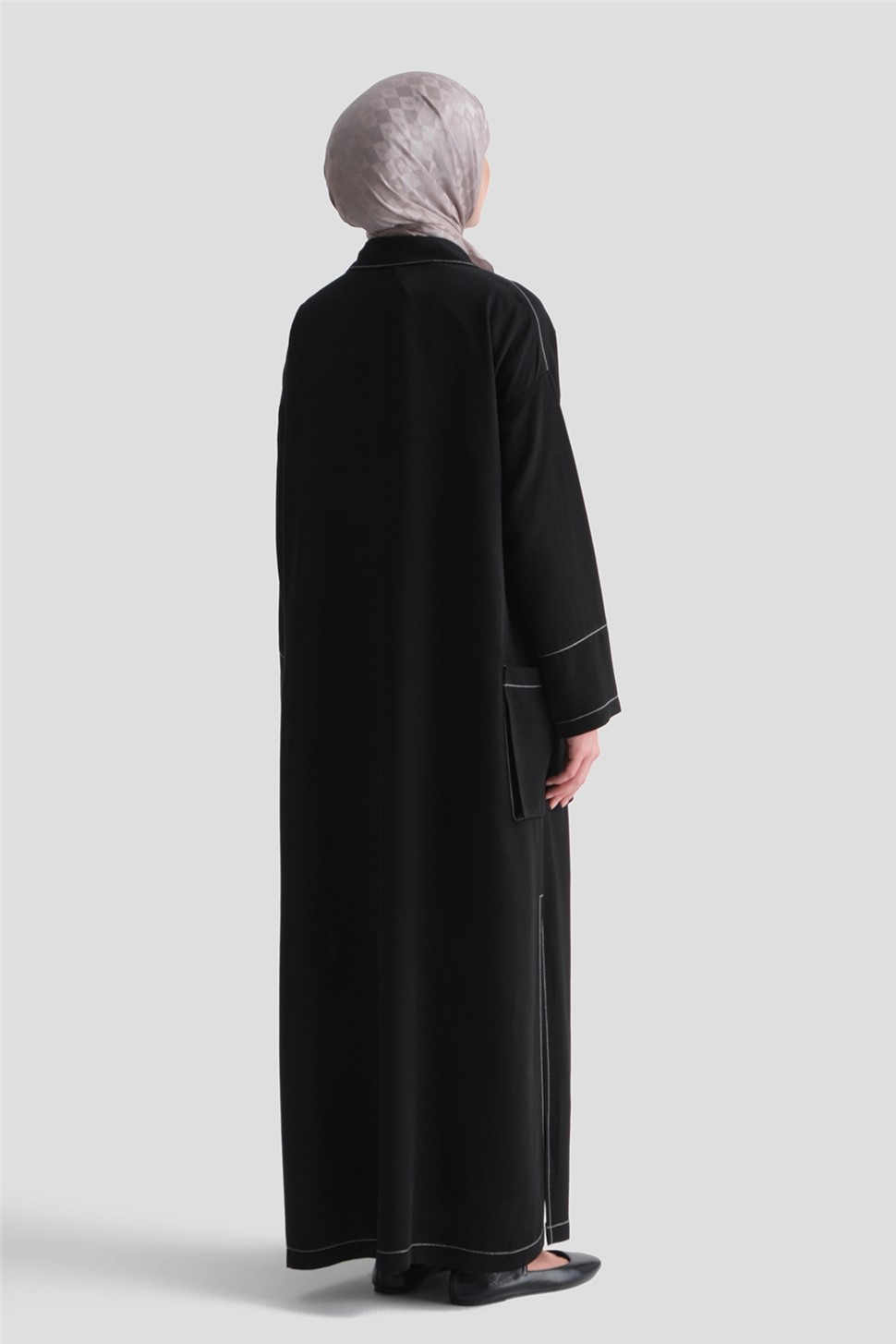 Armine Kruvaze Yaka Kap Siyah görsel 6