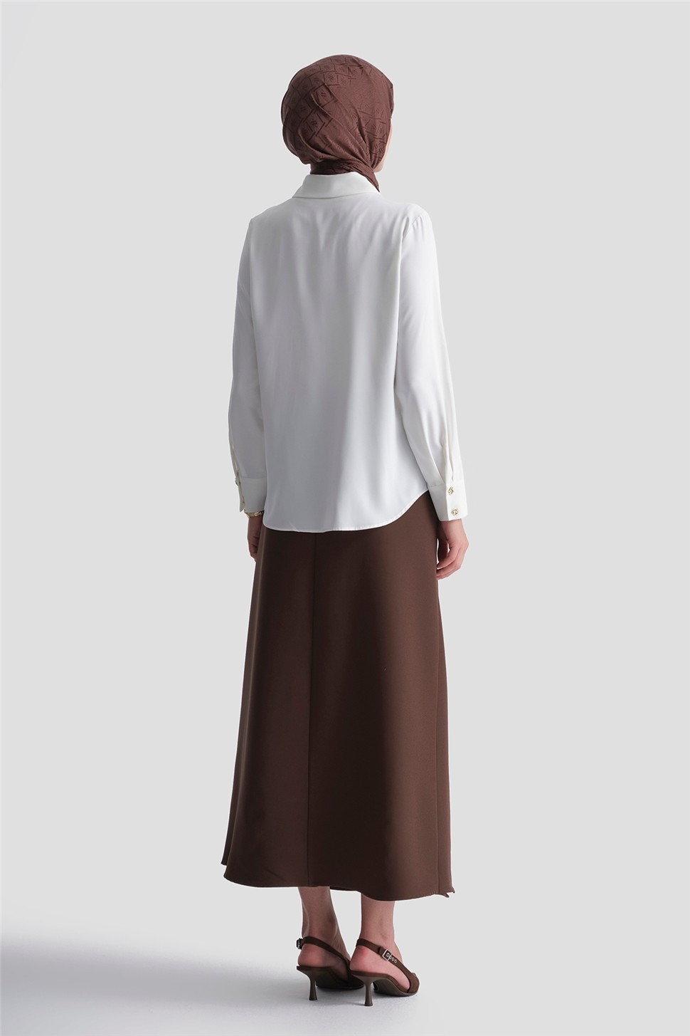 Armine Basic Gömlek Ekru görsel 6