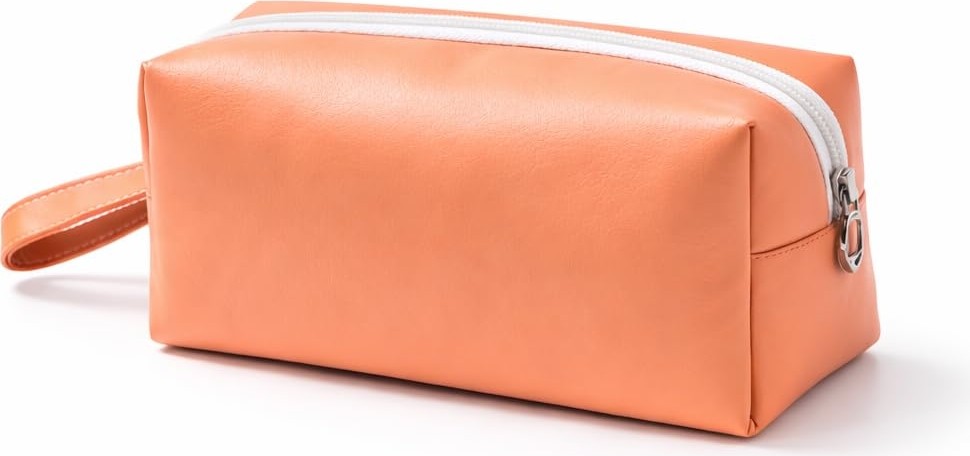 1001 Deri Makyaj Kozmetik Çantası Seyahat Tipi Çanta Organizer (Şeftali)