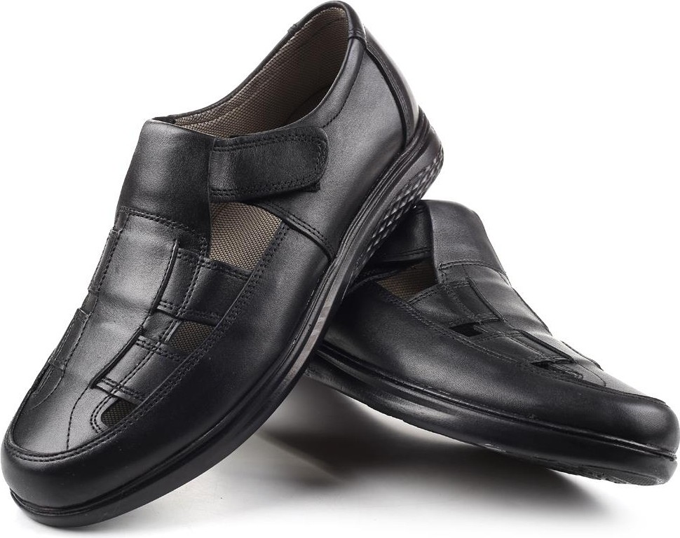 Walkenzo 3899 Ortopedik Hakiki Deri Erkek Sandalet Ayakkabı görsel 3