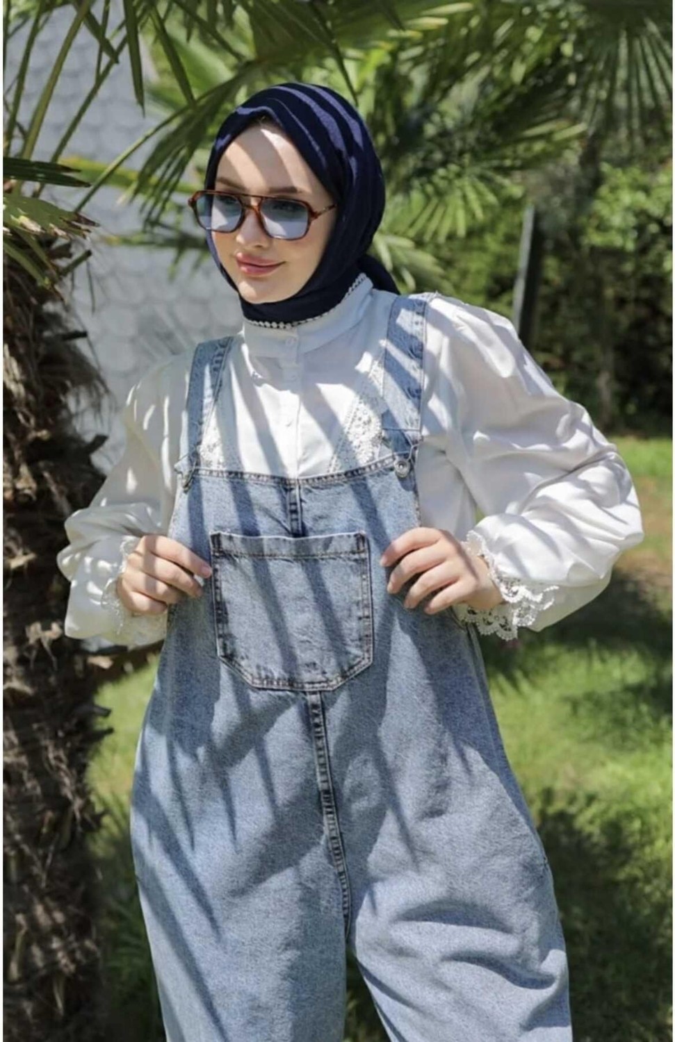 Harman Butik Kadın Askılı Hamile Kot Tulum görsel 3