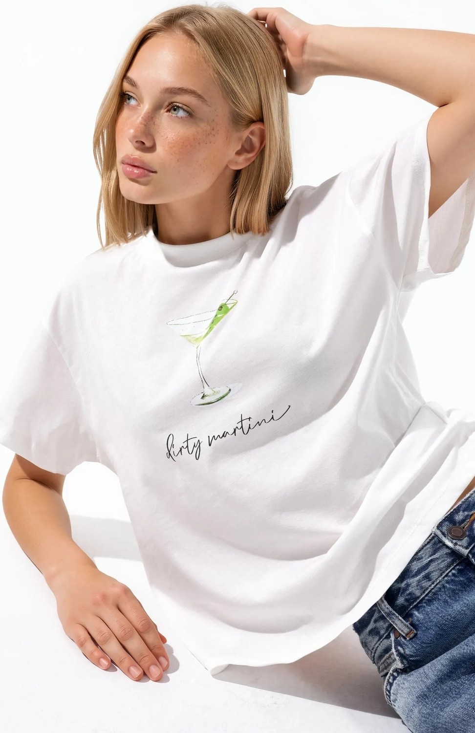 Hiccup Kadınlar Baskı Detaylı Regular Fit Bisiklet Yakalı %100 Pamuklu T-shirt Buz Mavisi