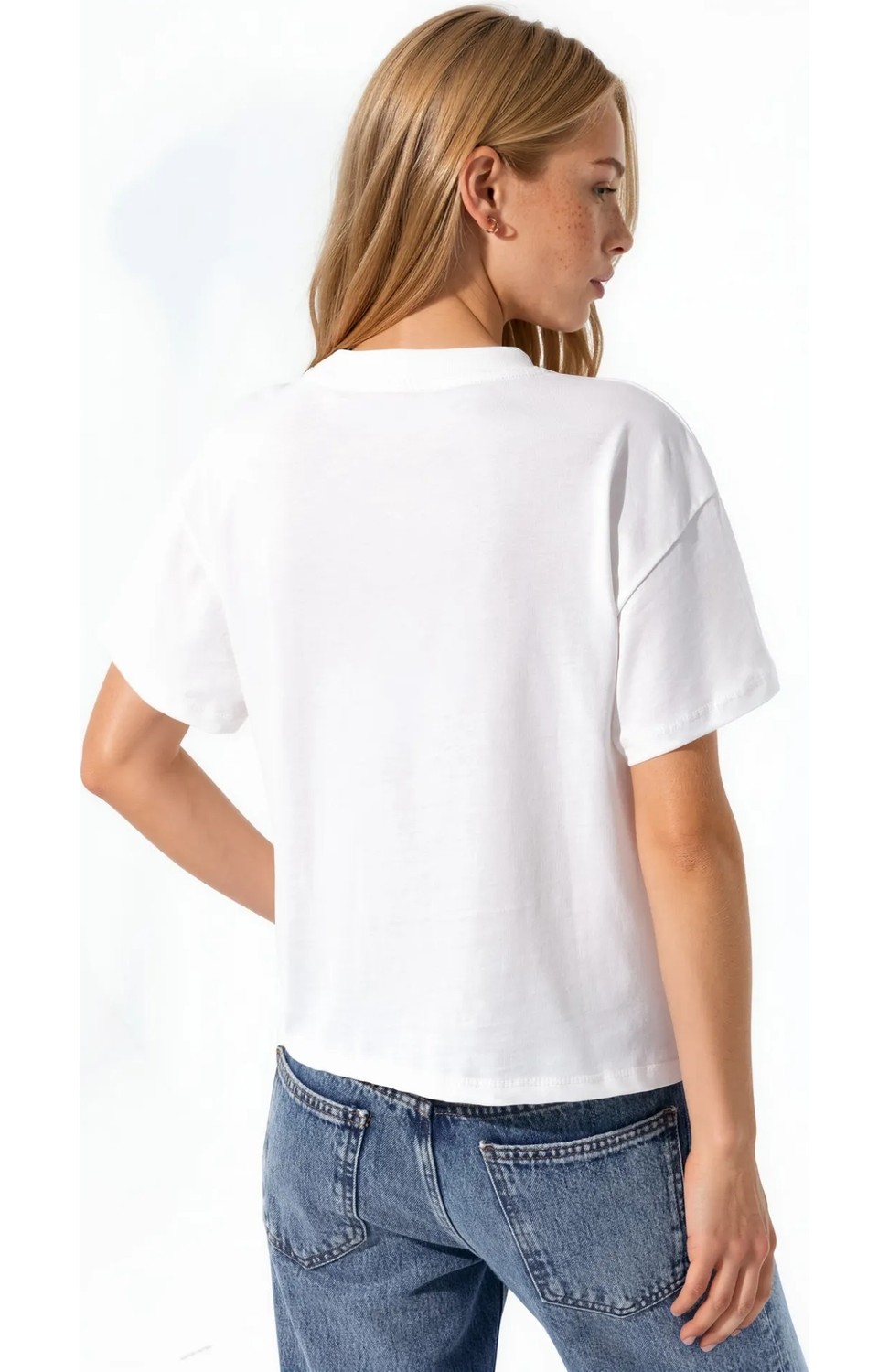 Hiccup Kadınlar Baskı Detaylı Regular Fit Bisiklet Yakalı %100 Pamuklu T-shirt Buz Mavisi görsel 3