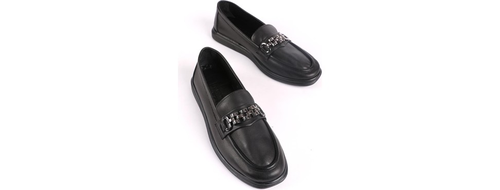 Hayati Arman Kadın Hakiki Deri Toka Detaylı Loafer Günlük Casual Ayakkabı Ekru görsel 2
